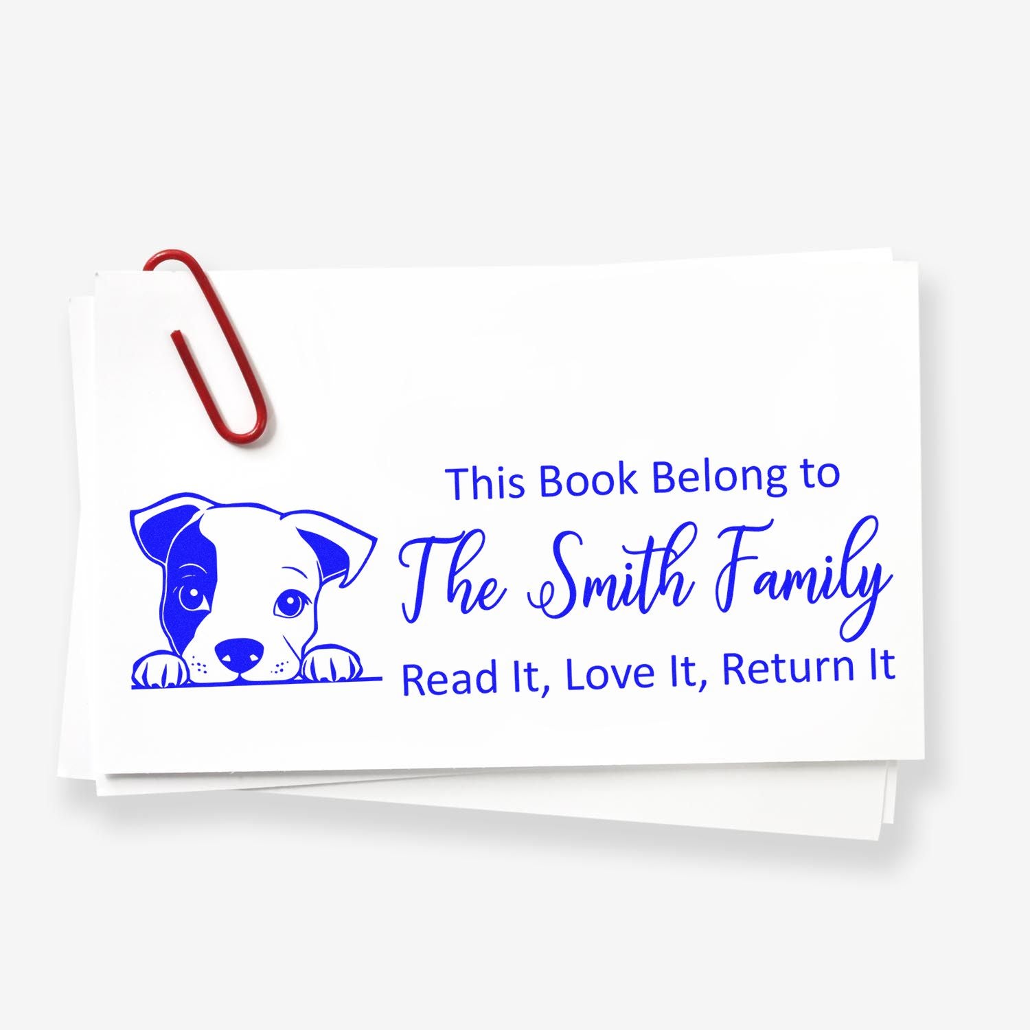 Self-Inking Staffordshire Bull Terrier Personalized Book With Dog Design Stamper - Engineer Seal Stamps