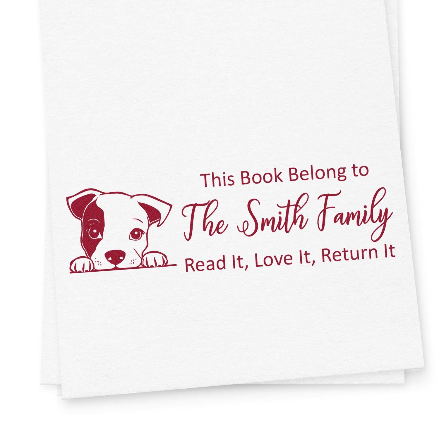 Staffordshire Bull Terrier Customized Dog Book Ownership Rubber Stamp