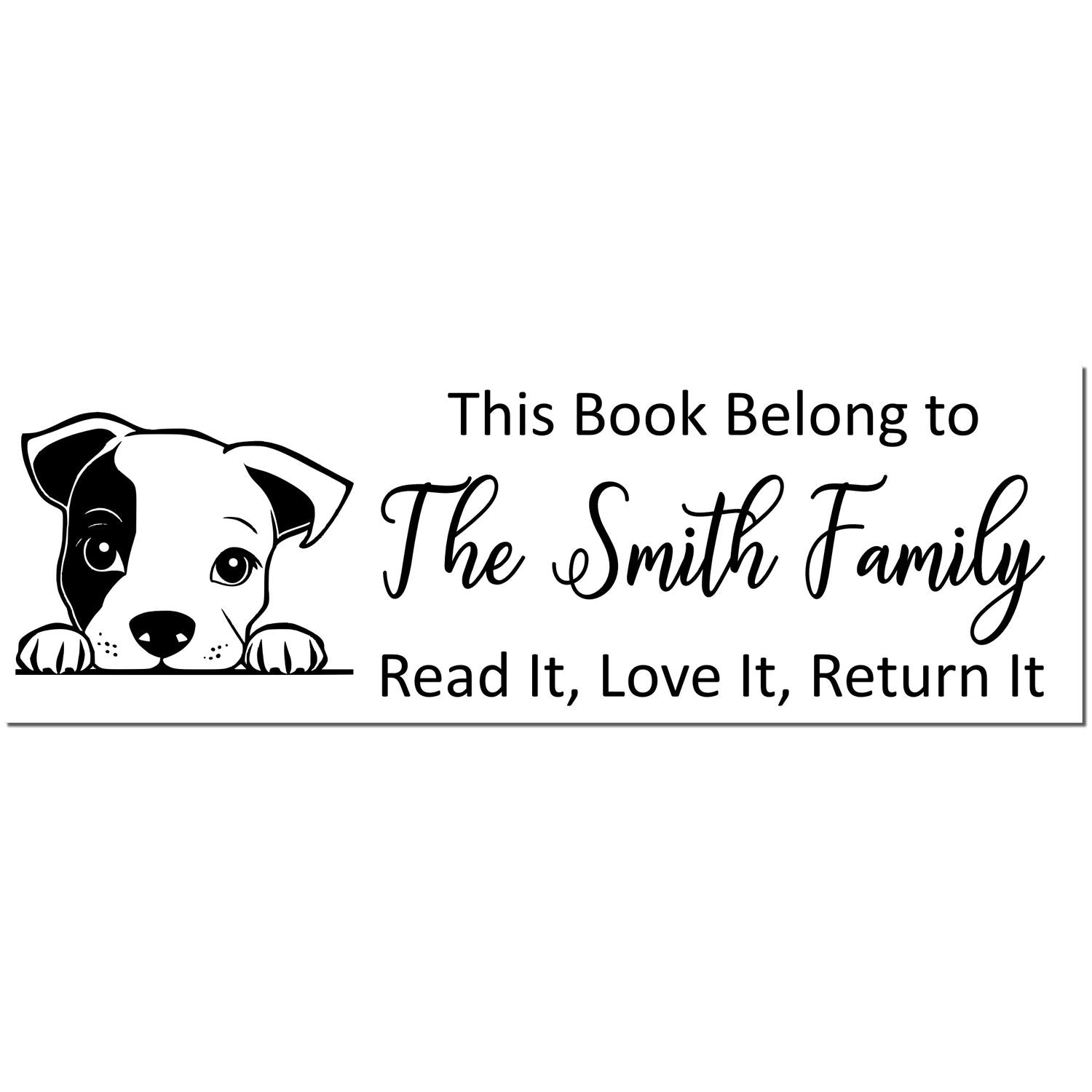 Slim Staffordshire Bull Terrier Customizable Reading Dog Ex Libris Stamper - Engineer Seal Stamps