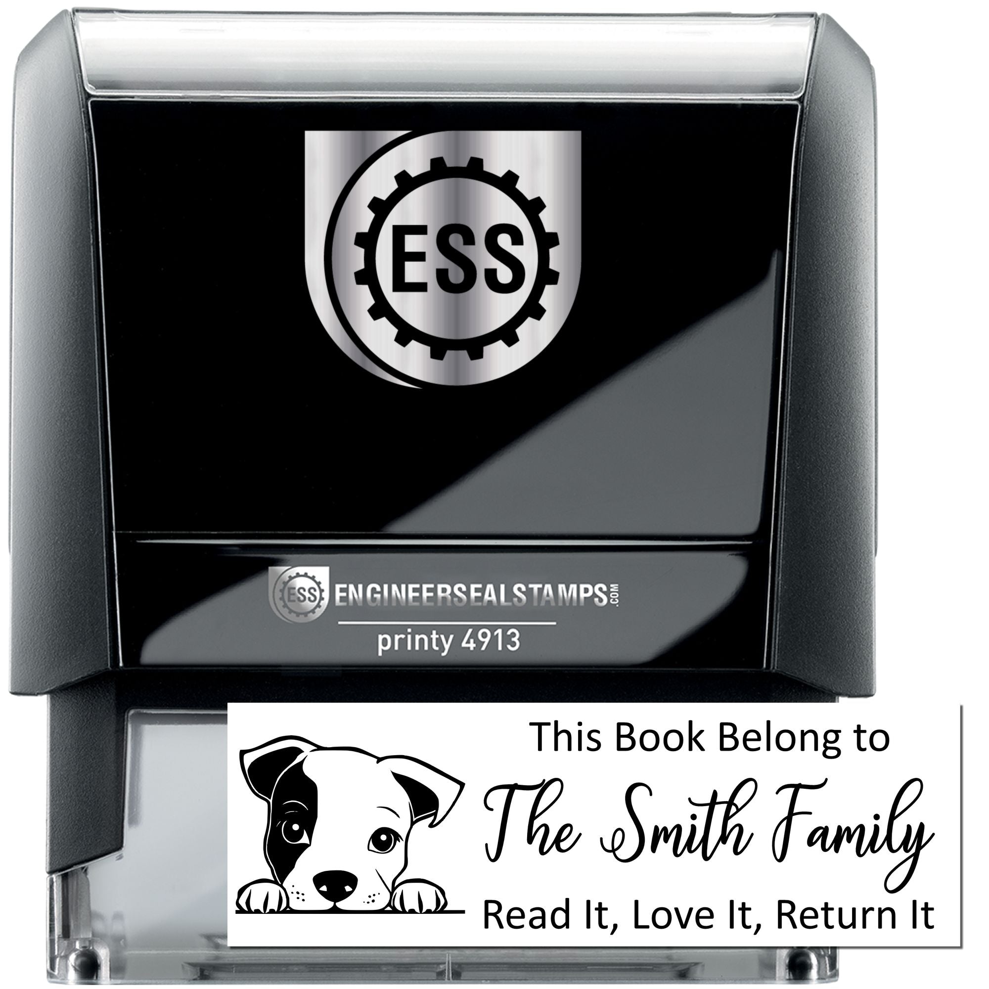 Self-Inking Staffordshire Bull Terrier Personalized Book With Dog Design Stamper - Engineer Seal Stamps
