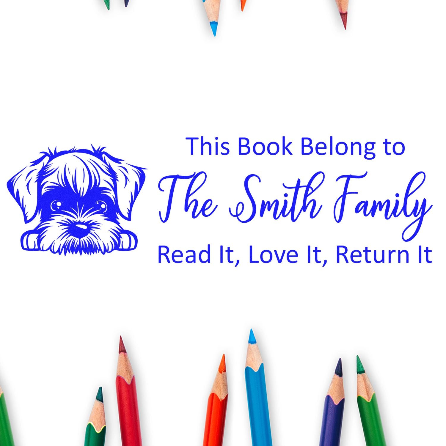 Self-Inking Standard Schnauzer Personalized Puppy For Books Stamp - Engineer Seal Stamps