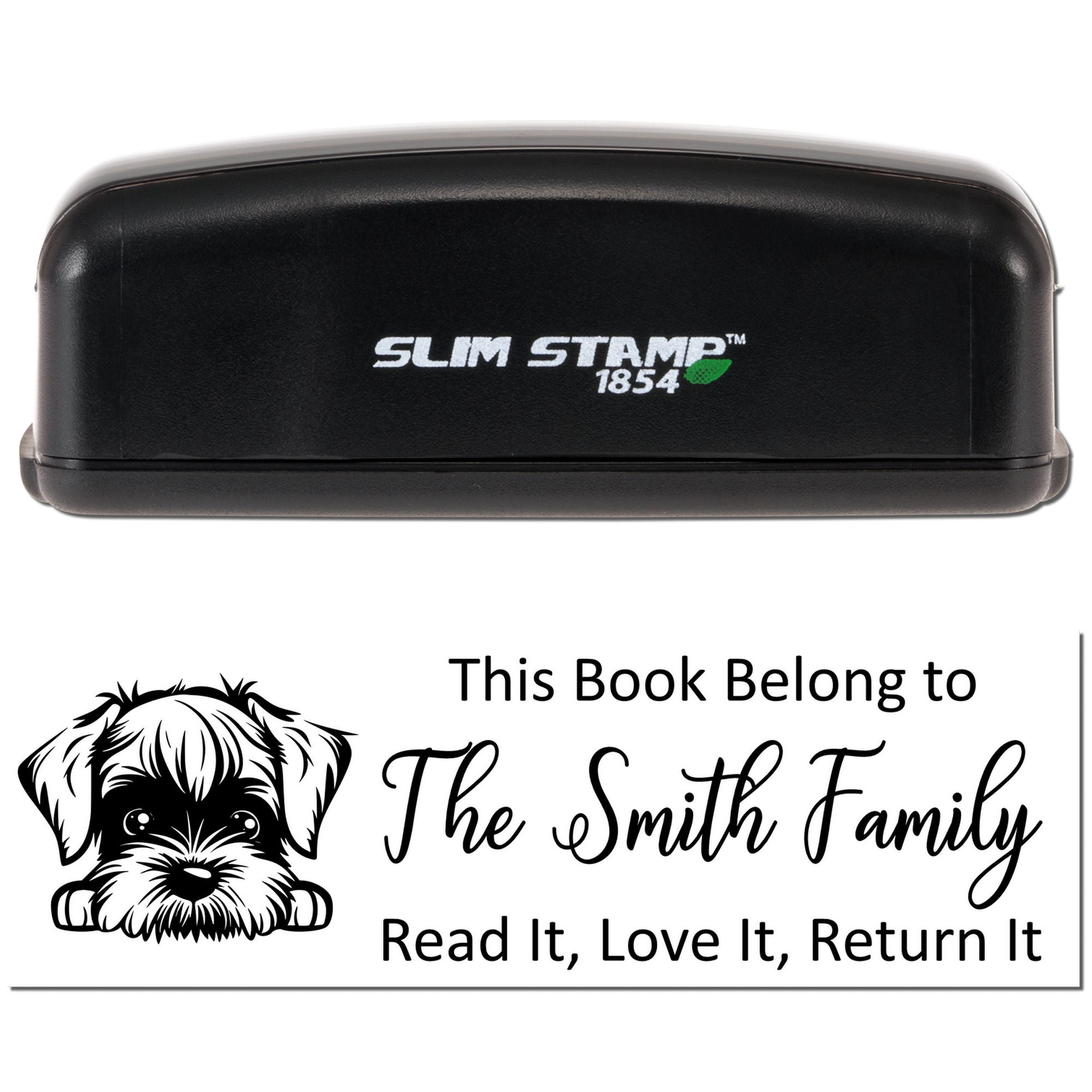 Slim Standard Schnauzer Customizable Puppy Book Stamp - Engineer Seal Stamps