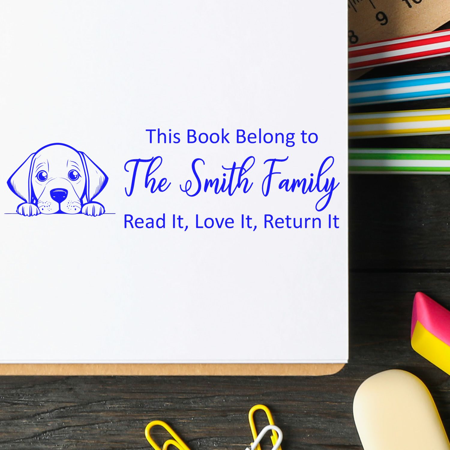 Slim Vizsla Customizable Cute Dog Book Stamp - Engineer Seal Stamps