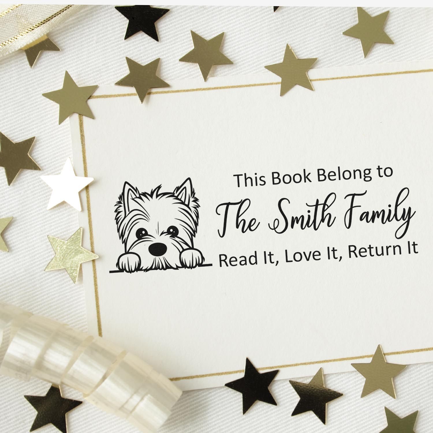 Pre-Inked West Highland White Terrier Personalizable Dog Personal Library Stamp - Engineer Seal Stamps