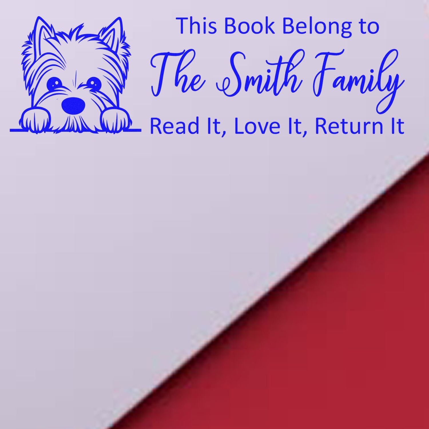 Slim West Highland White Terrier Customizable Puppy Ex Libris Stamp - Engineer Seal Stamps