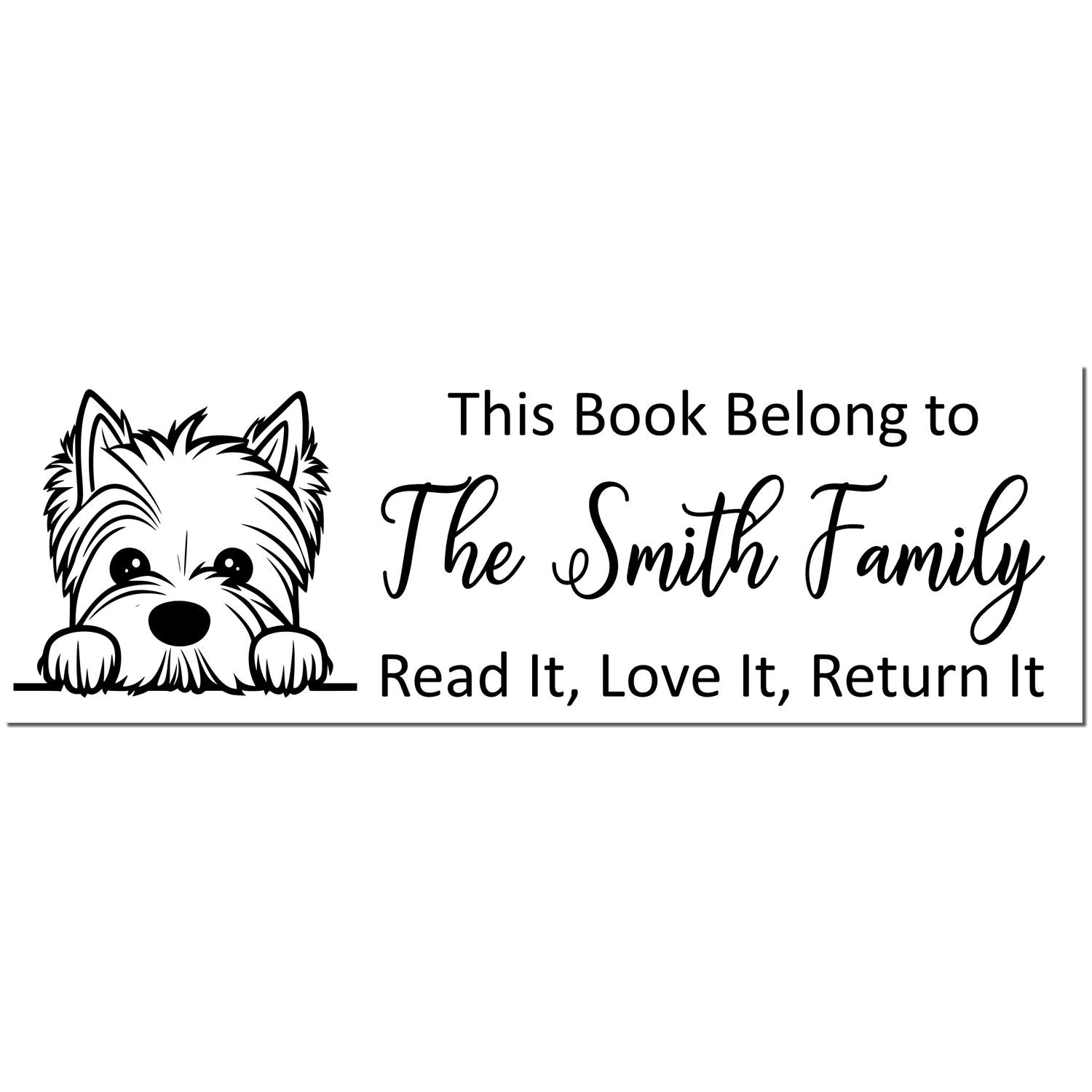 Slim West Highland White Terrier Customizable Puppy Ex Libris Stamp - Engineer Seal Stamps