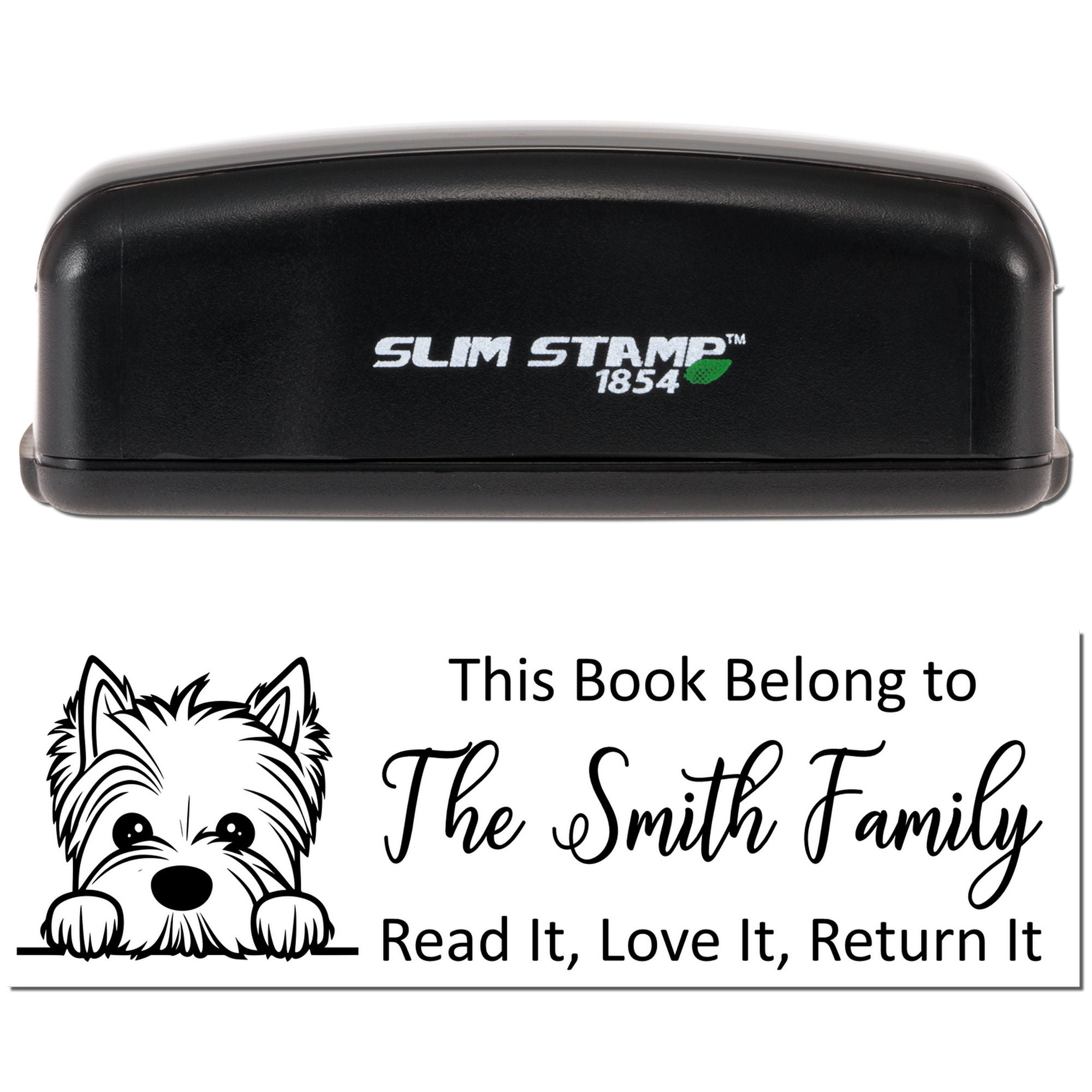 Slim West Highland White Terrier Customizable Puppy Ex Libris Stamp - Engineer Seal Stamps