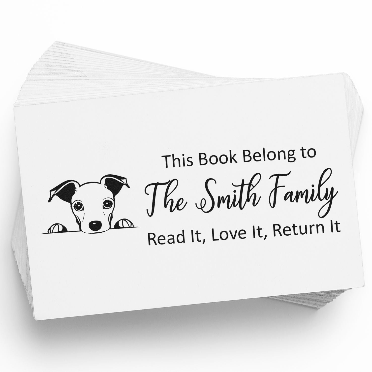 Slim Whippet Customizable Puppy Ex Libris Stamper - Engineer Seal Stamps