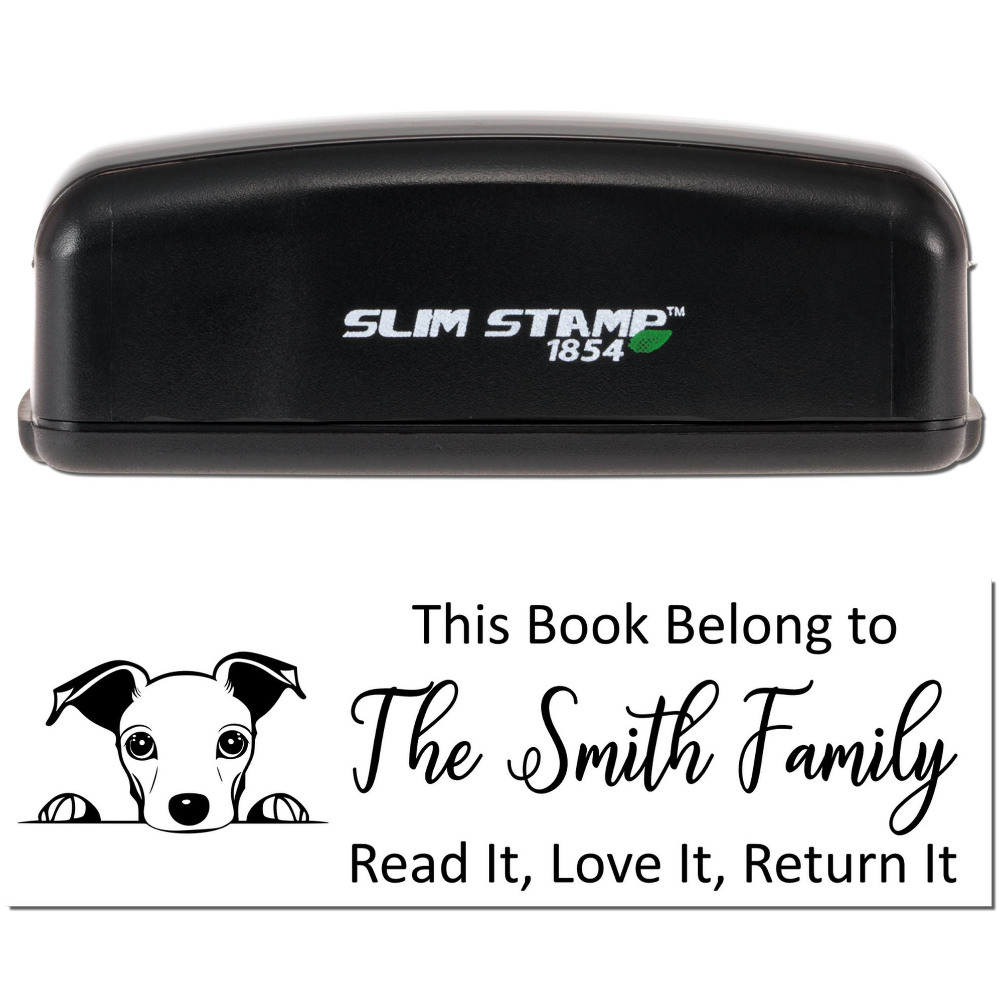 Slim Whippet Customizable Puppy Ex Libris Stamper - Engineer Seal Stamps