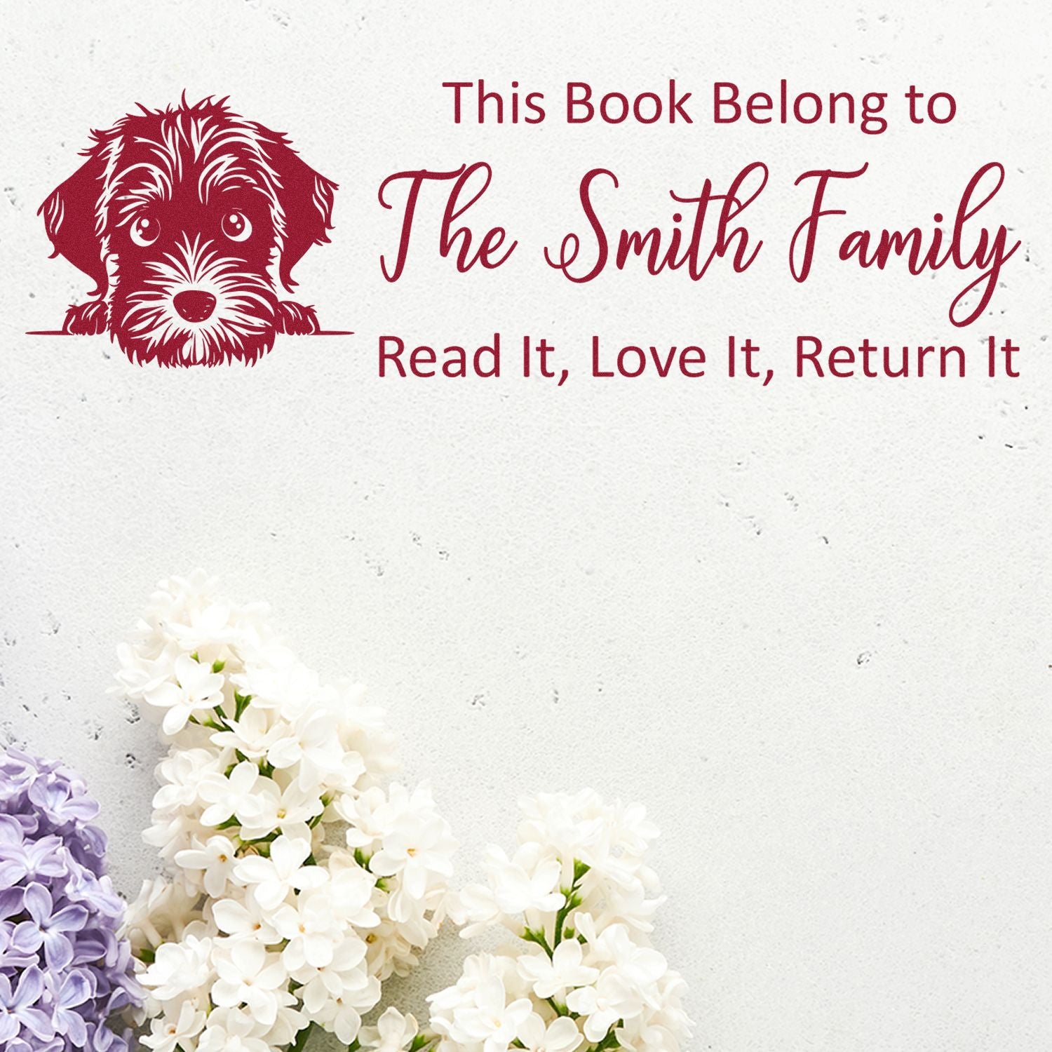 Slim Wirehaired Pointing Griffon Customizable Dog-Themed Ex Libris Stamp - Engineer Seal Stamps