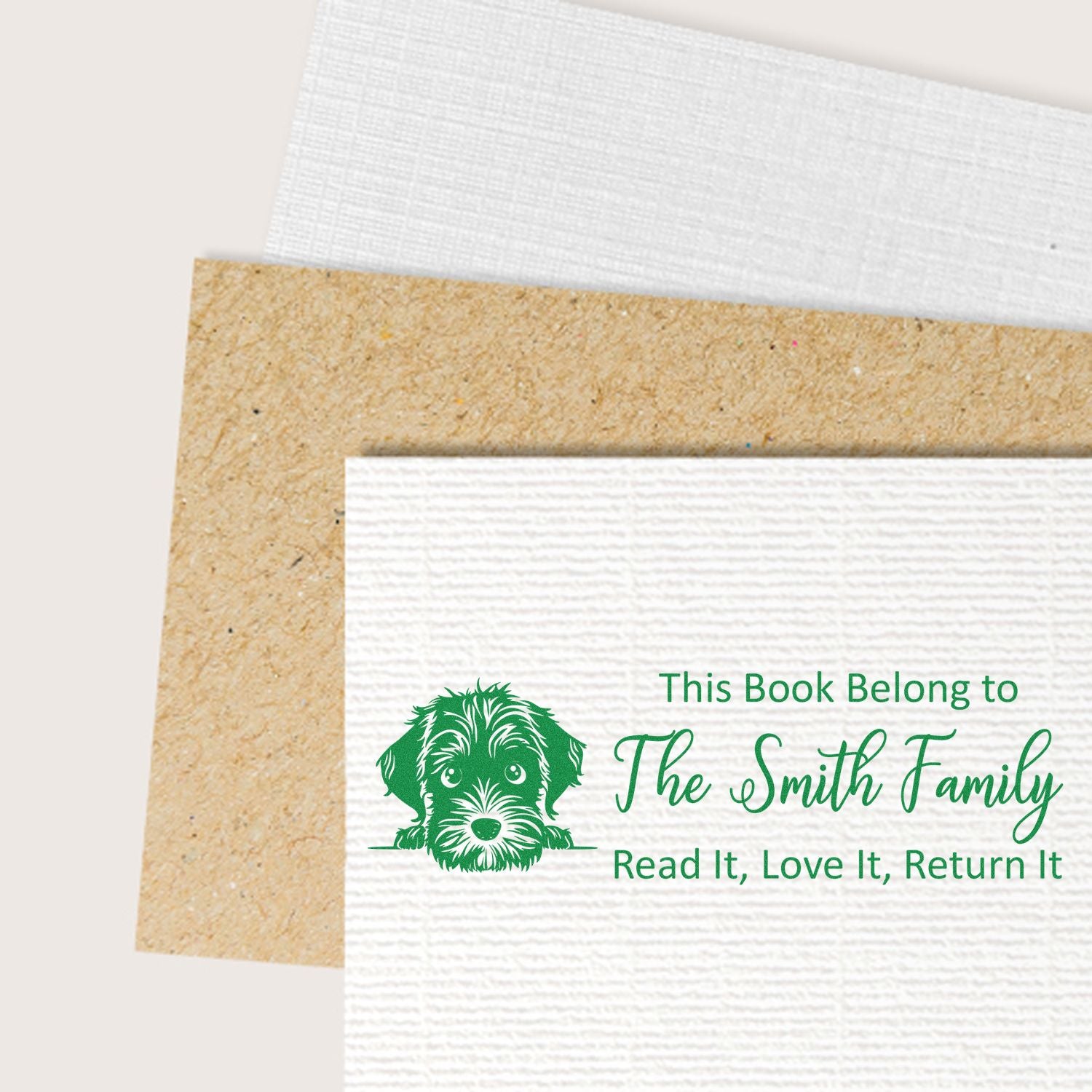 Slim Wirehaired Pointing Griffon Customizable Dog-Themed Ex Libris Stamp - Engineer Seal Stamps