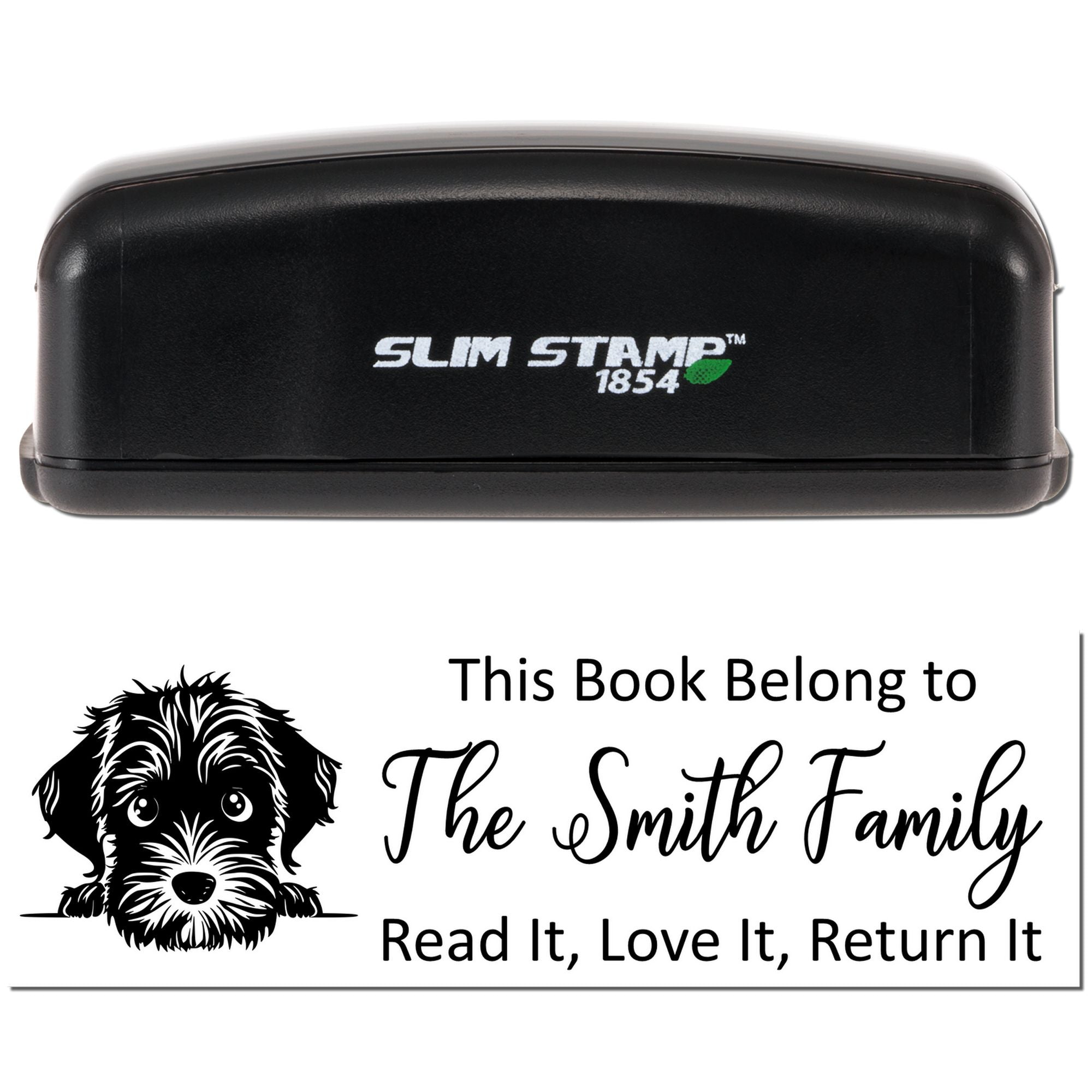 Slim Wirehaired Pointing Griffon Customizable Dog-Themed Ex Libris Stamp - Engineer Seal Stamps