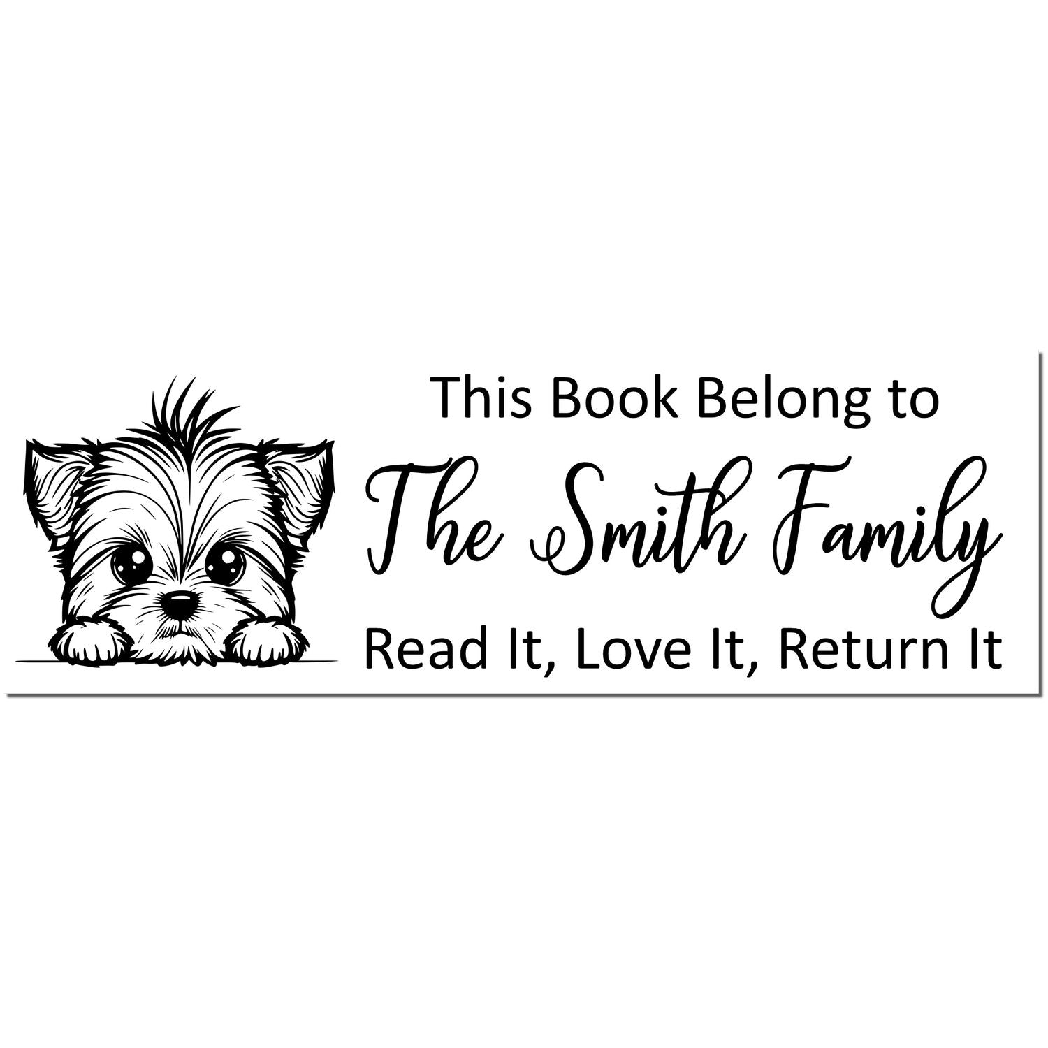 Self-Inking Yorkshire Terrier Personalized Ex Libris Puppy Stamper - Engineer Seal Stamps