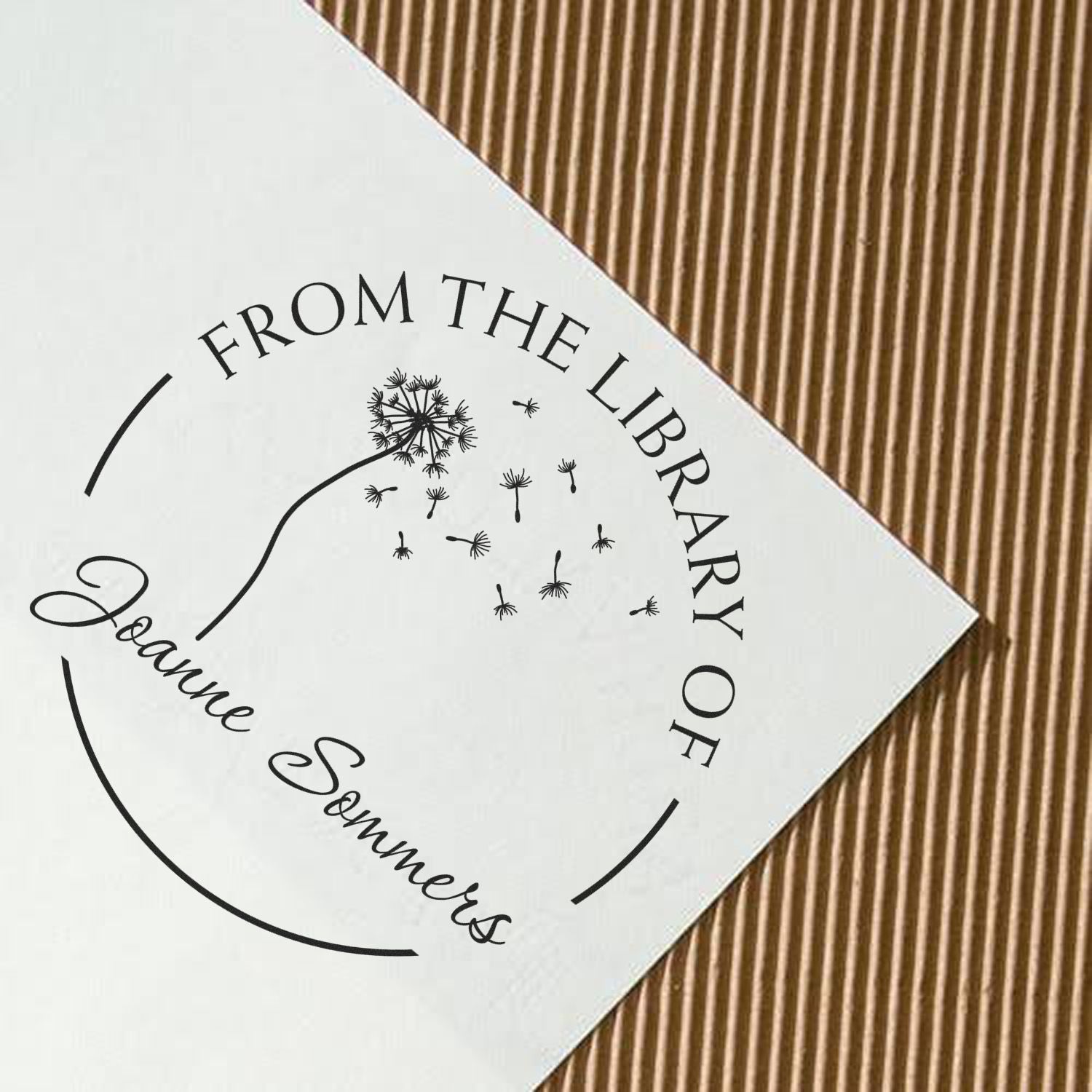 Wood Handle Blowing Dandelions Custom Bookplate Stamper