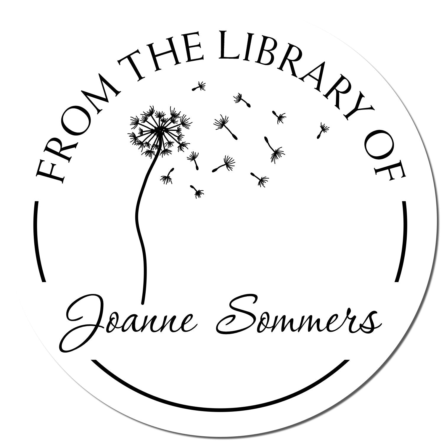 Wood Handle Blowing Dandelions Custom Bookplate Stamper - Engineer Seal Stamps