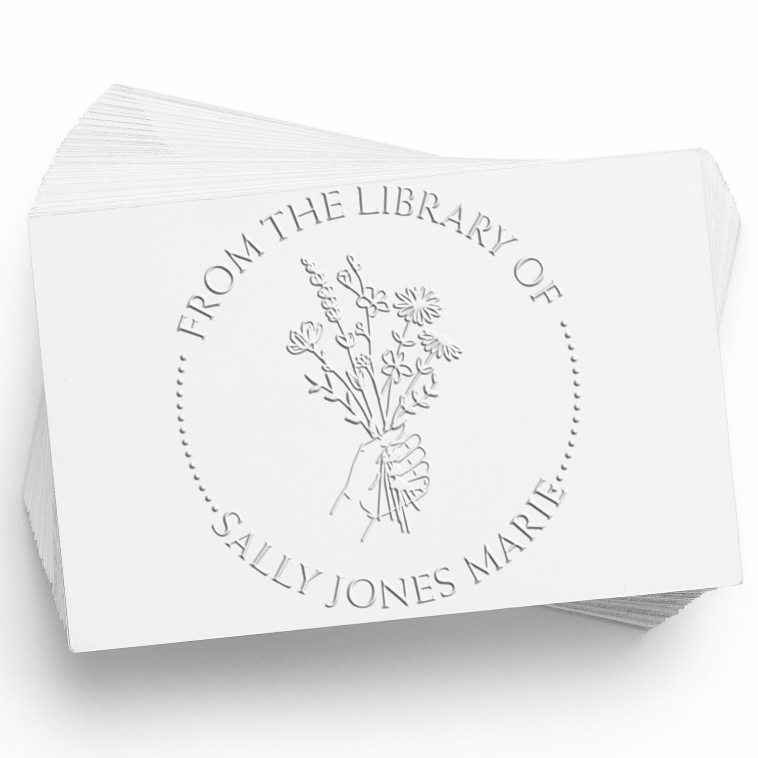 Soft Holding a Bunch of Flowers Custom Read It Love It Return It Embossed Stamp