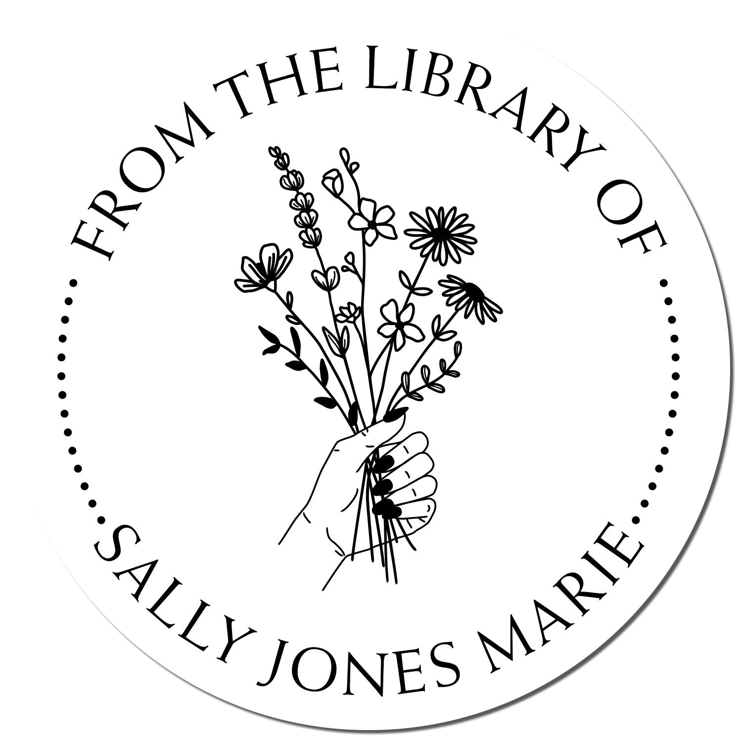 Self-Inking Holding a Bunch of Flowers Custom Made Book Lover Stamper - Engineer Seal Stamps