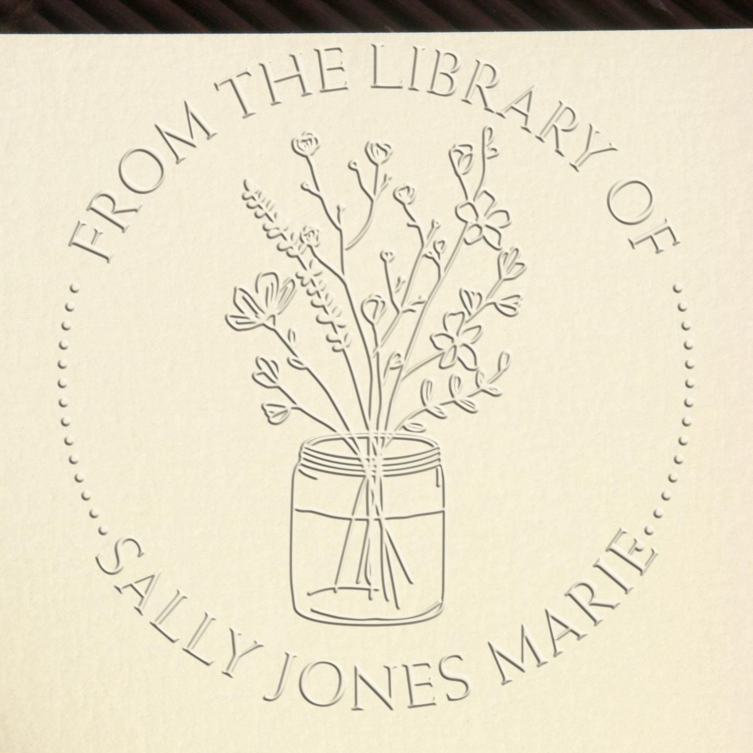 Soft Flowers in a Wide Glass Jar Custom Read It Love It Return It Embosser