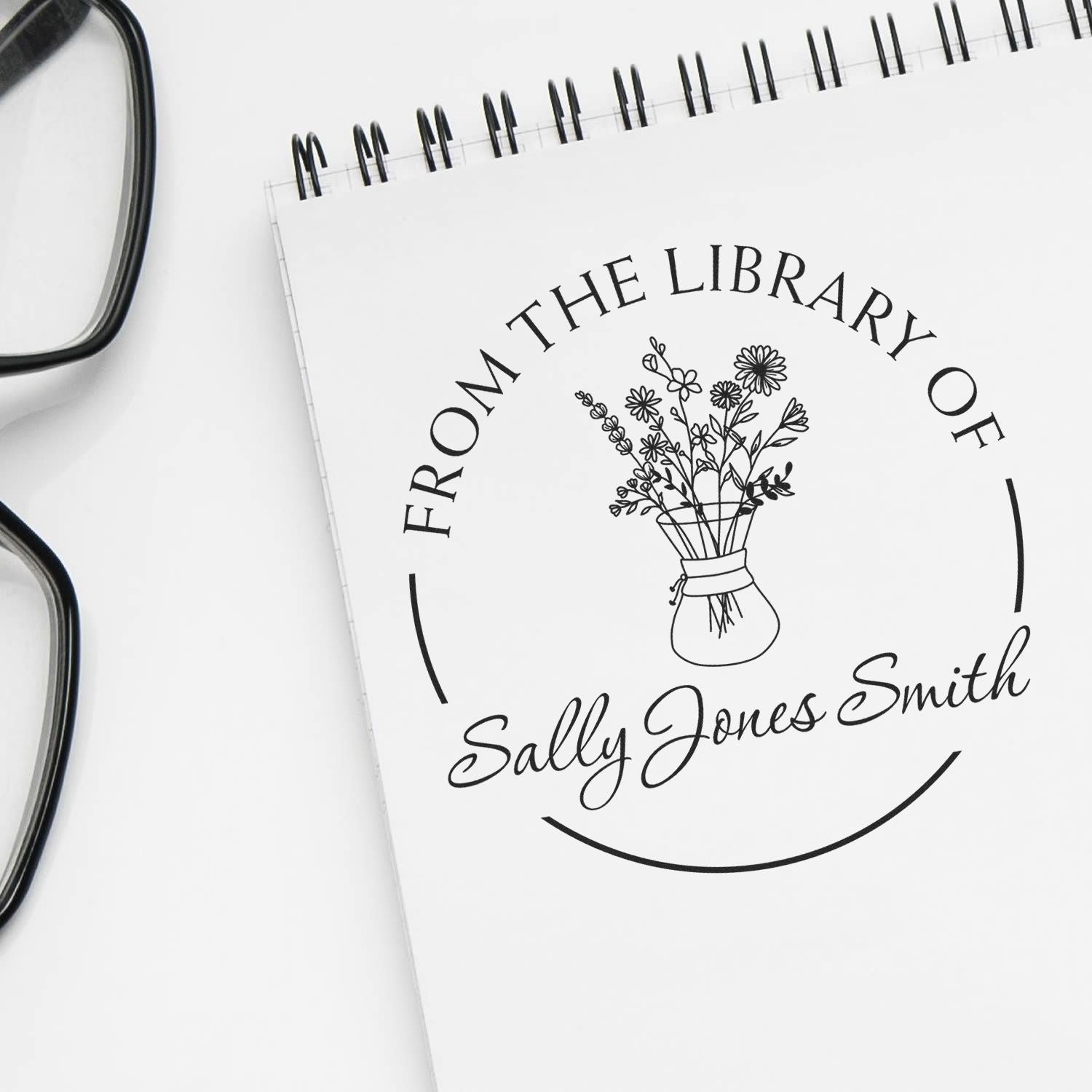 Pre-Inked Flowers in Glass Vase Personalized Read It Stamp - Engineer Seal Stamps