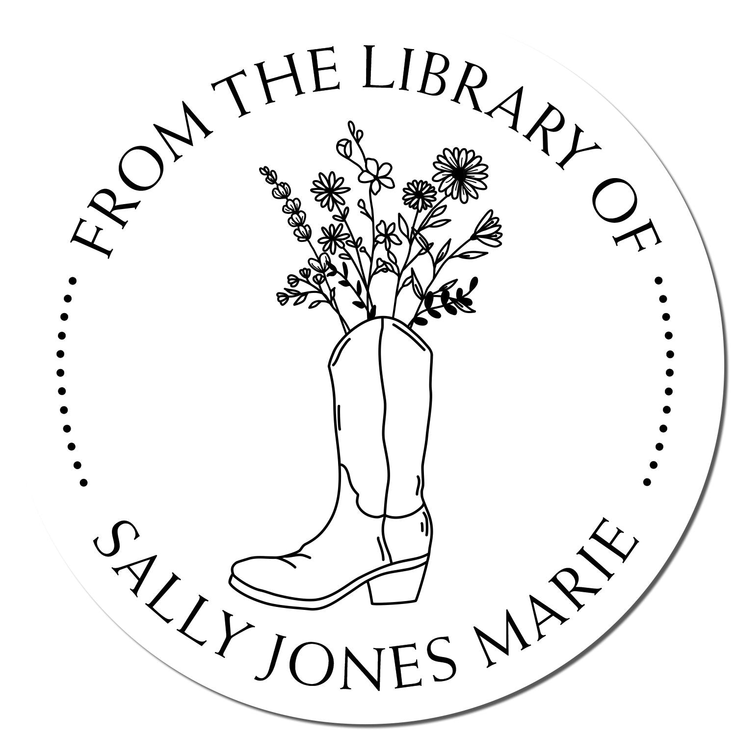 Pre-Inked Cowboy Boot with Flowers Personalized Read It Love It Stamper - Engineer Seal Stamps