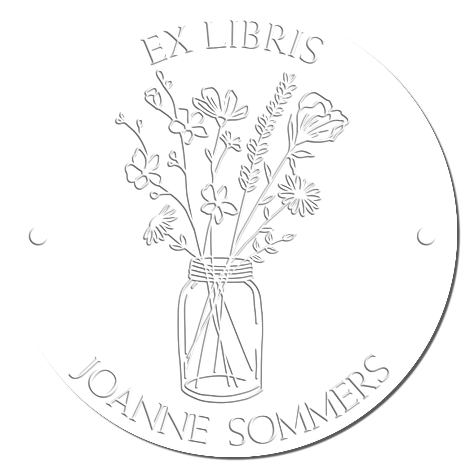Soft Flowers in Glass Jar Custom Reader Embosser - Engineer Seal Stamps