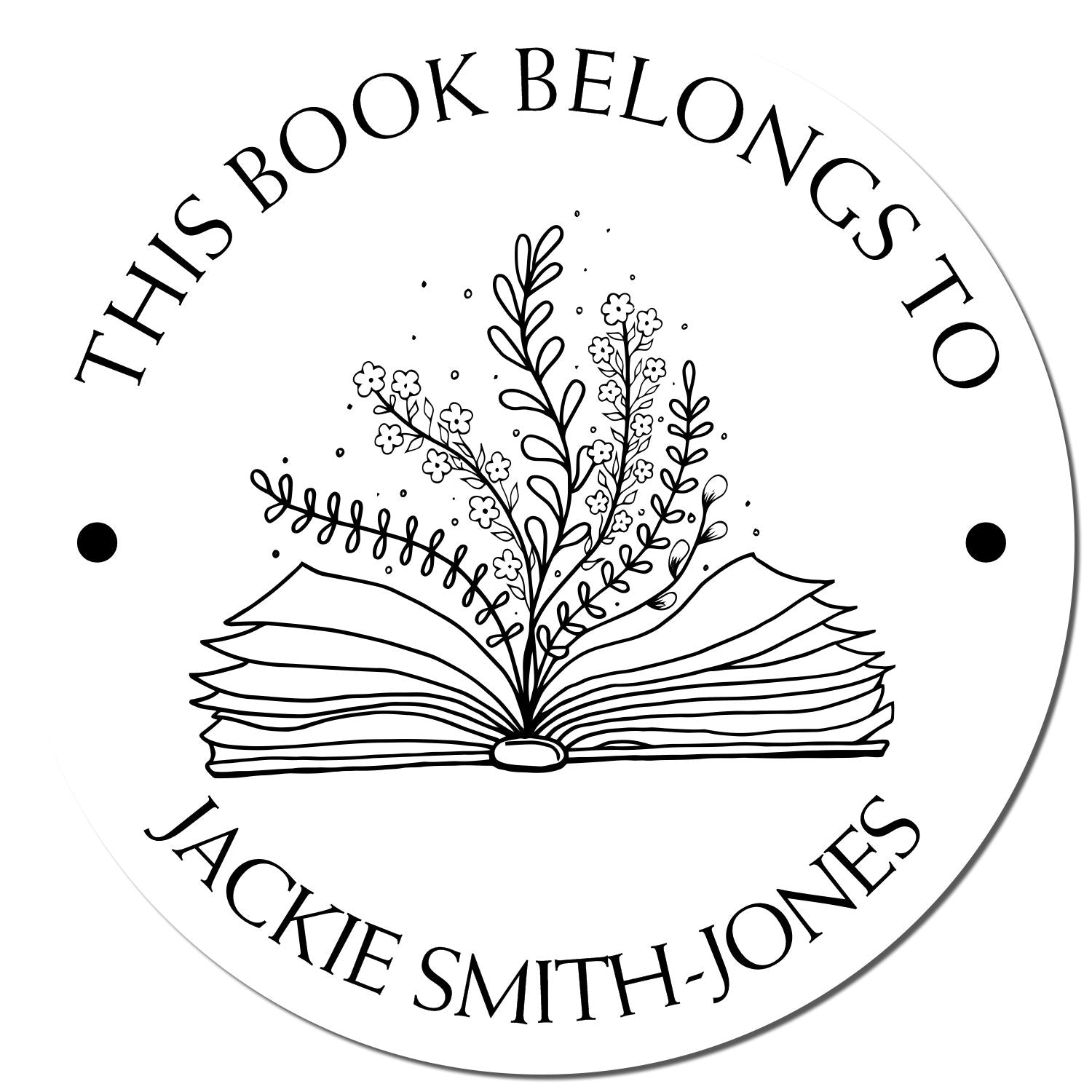PSI Pre-Inked Open Book with Flowers and Fluttering Pages Personalized Book Lover Stamper - Engineer Seal Stamps