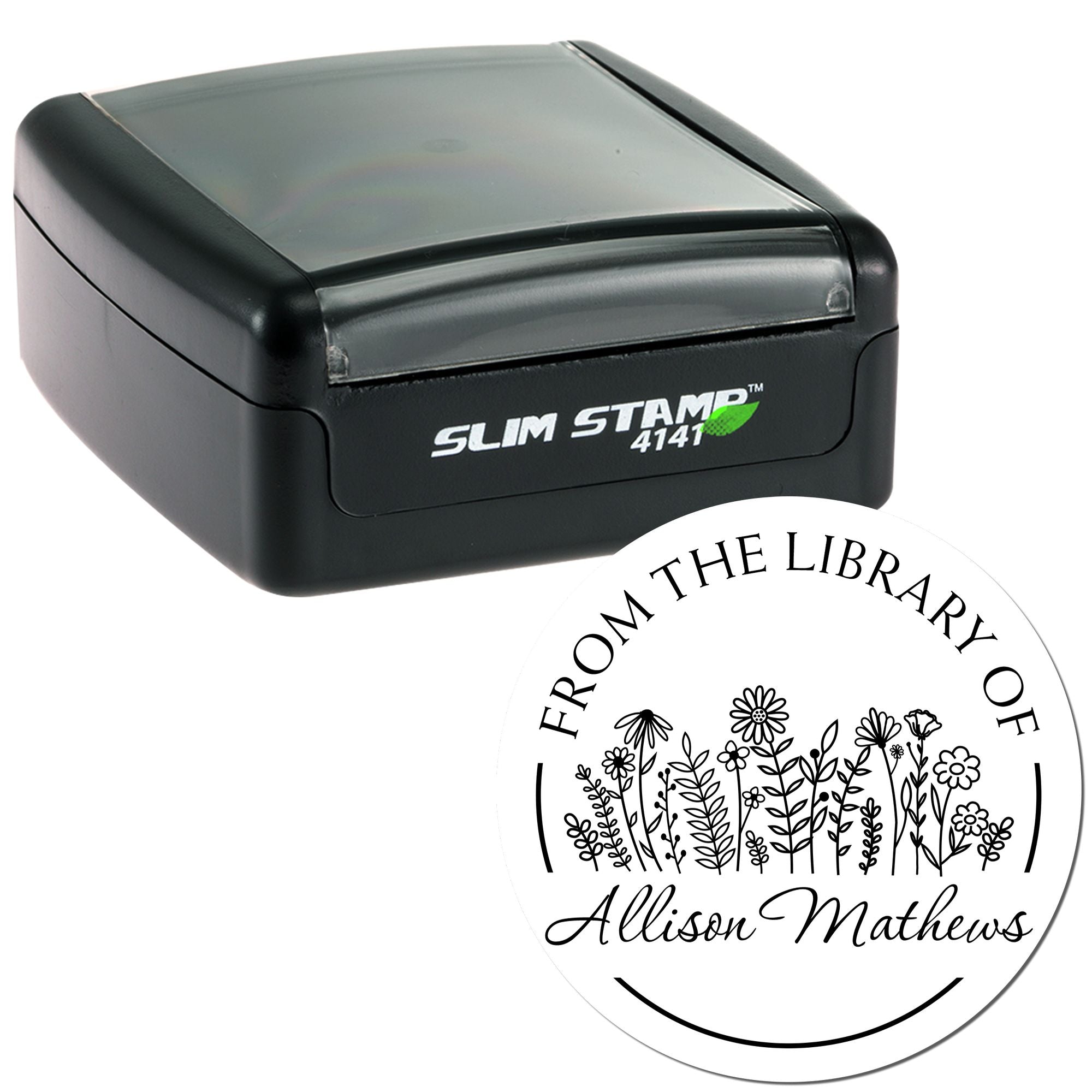 Pre-Inked Blossoming Bouquet Customized Bibliophile Stamper - Engineer Seal Stamps