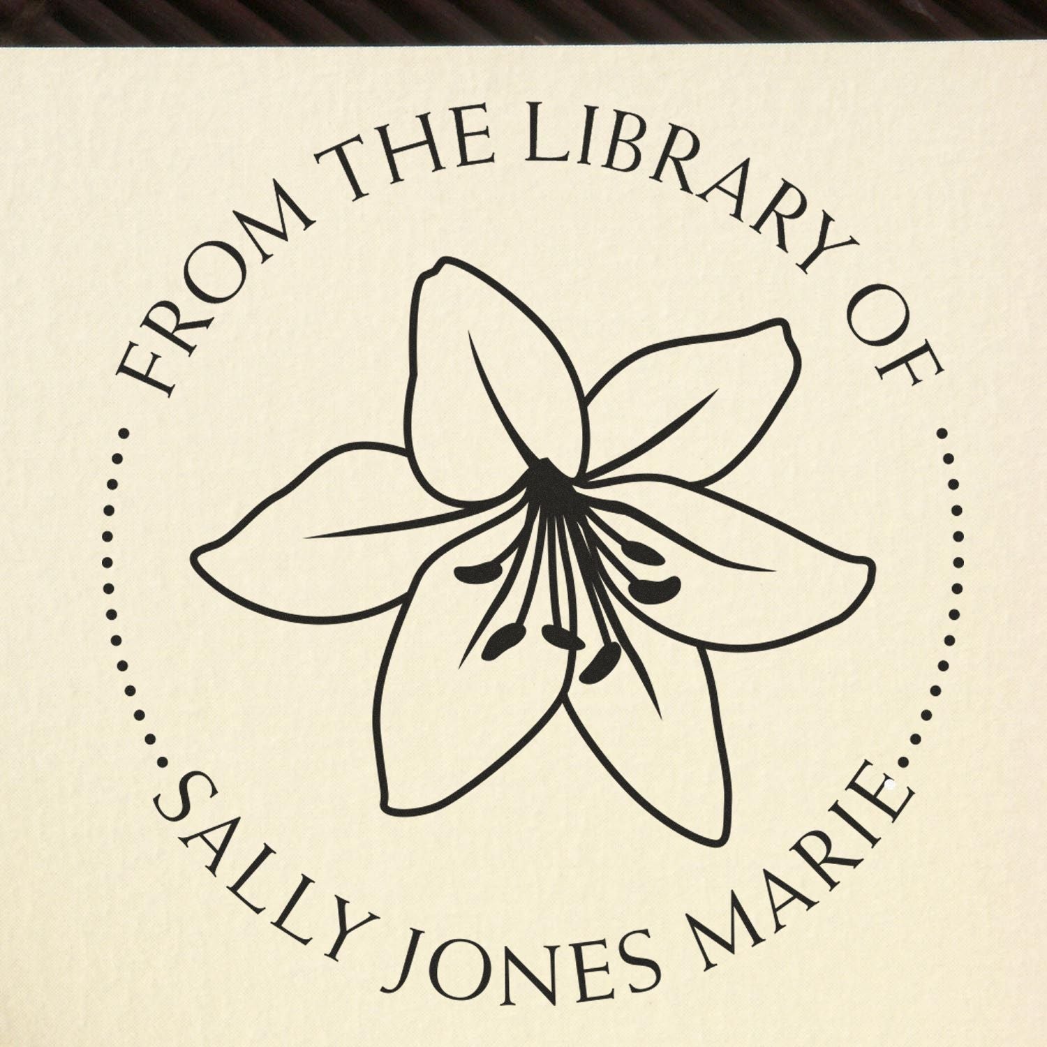 PSI Pre-Inked Whimsy Flower Personalized Book Ownership Label Stamp - Engineer Seal Stamps