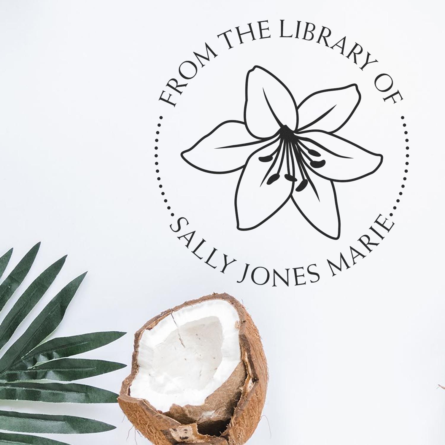 Self-Inking Whimsy Flower Custom Made Library Collection Stamp - Engineer Seal Stamps