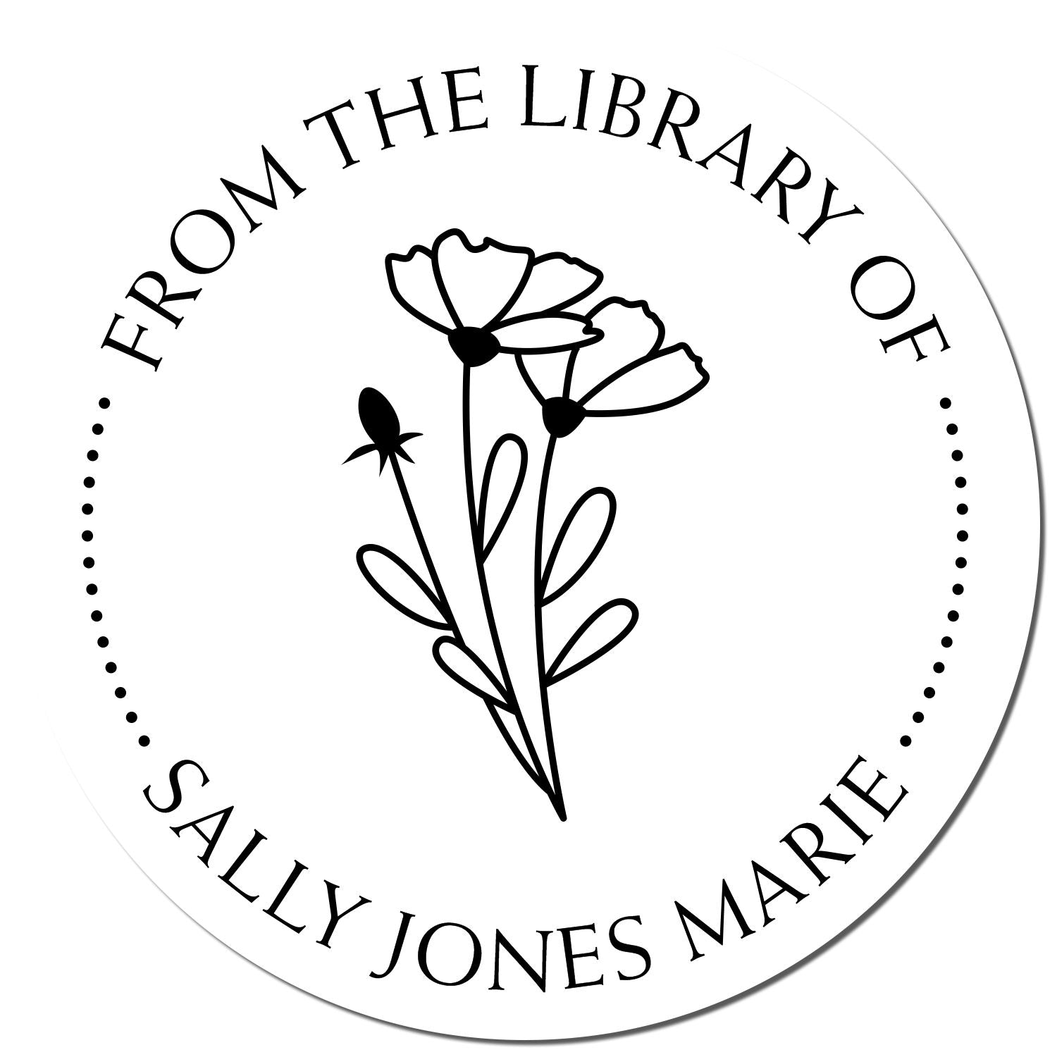 PSI Pre-Inked Graceful Petals Personalized Book Ownership Label Stamper - Engineer Seal Stamps
