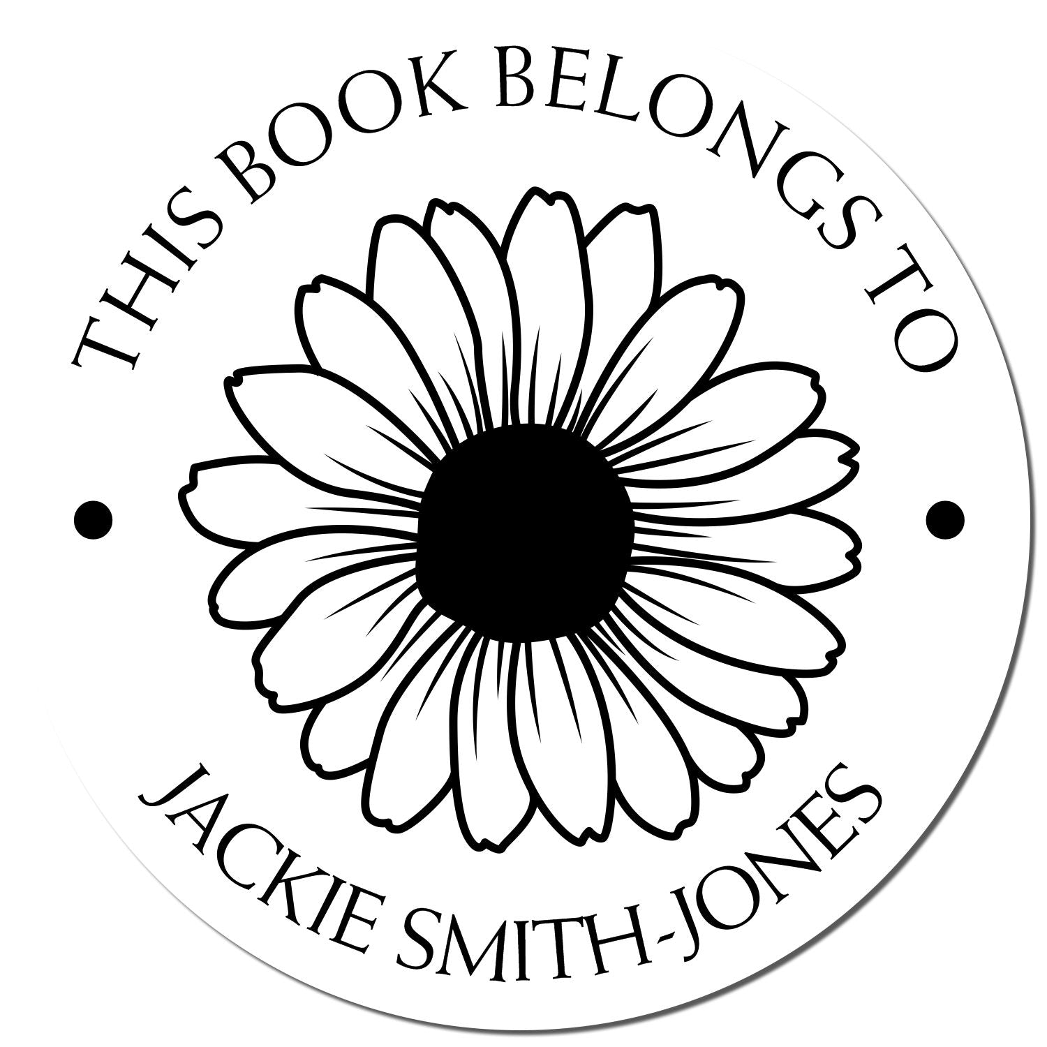 Self-Inking Vibrant Daisy Custom Made Library Name Stamp - Engineer Seal Stamps