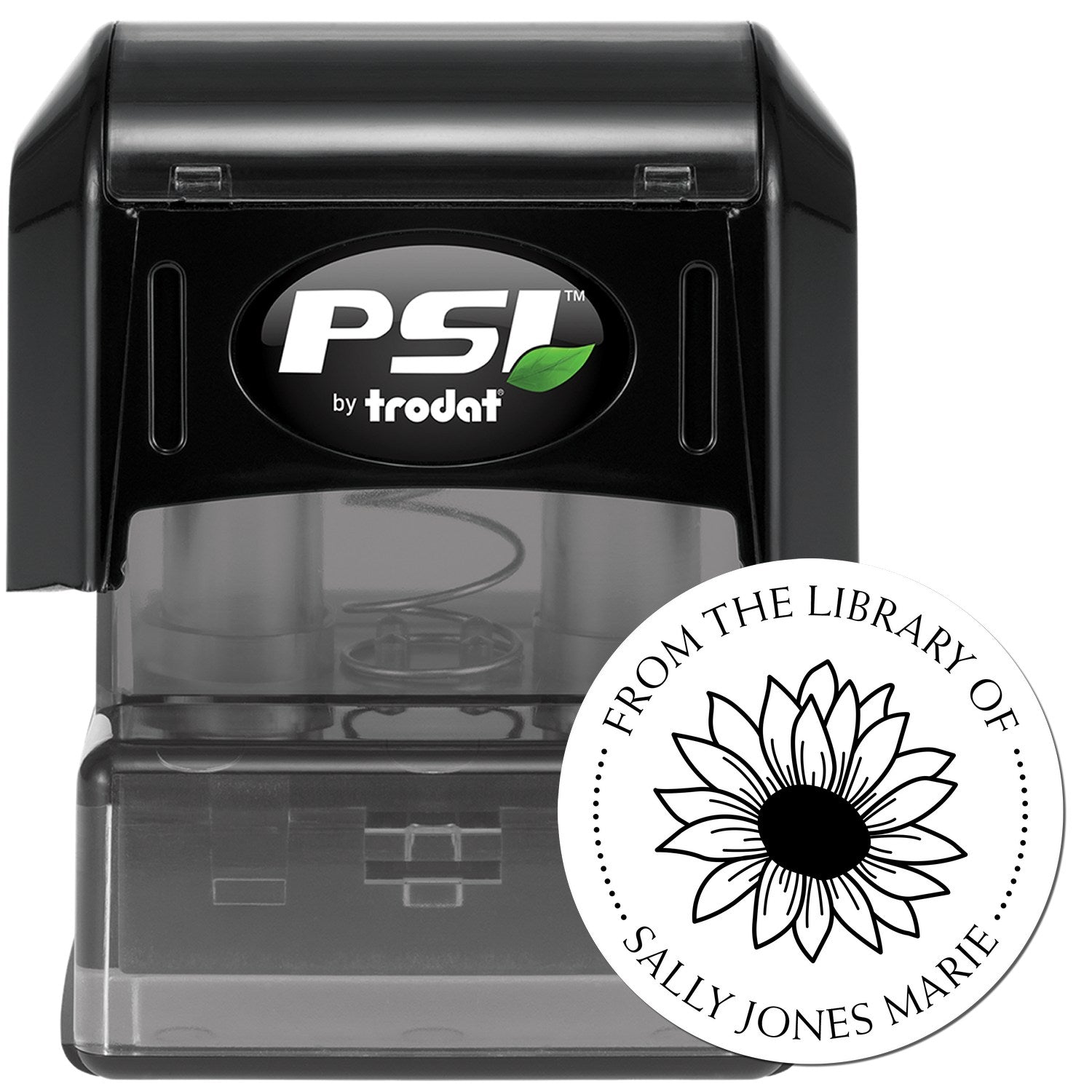 PSI Pre-Inked Bountiful Sunflower Personalized Book Property Stamper - Engineer Seal Stamps