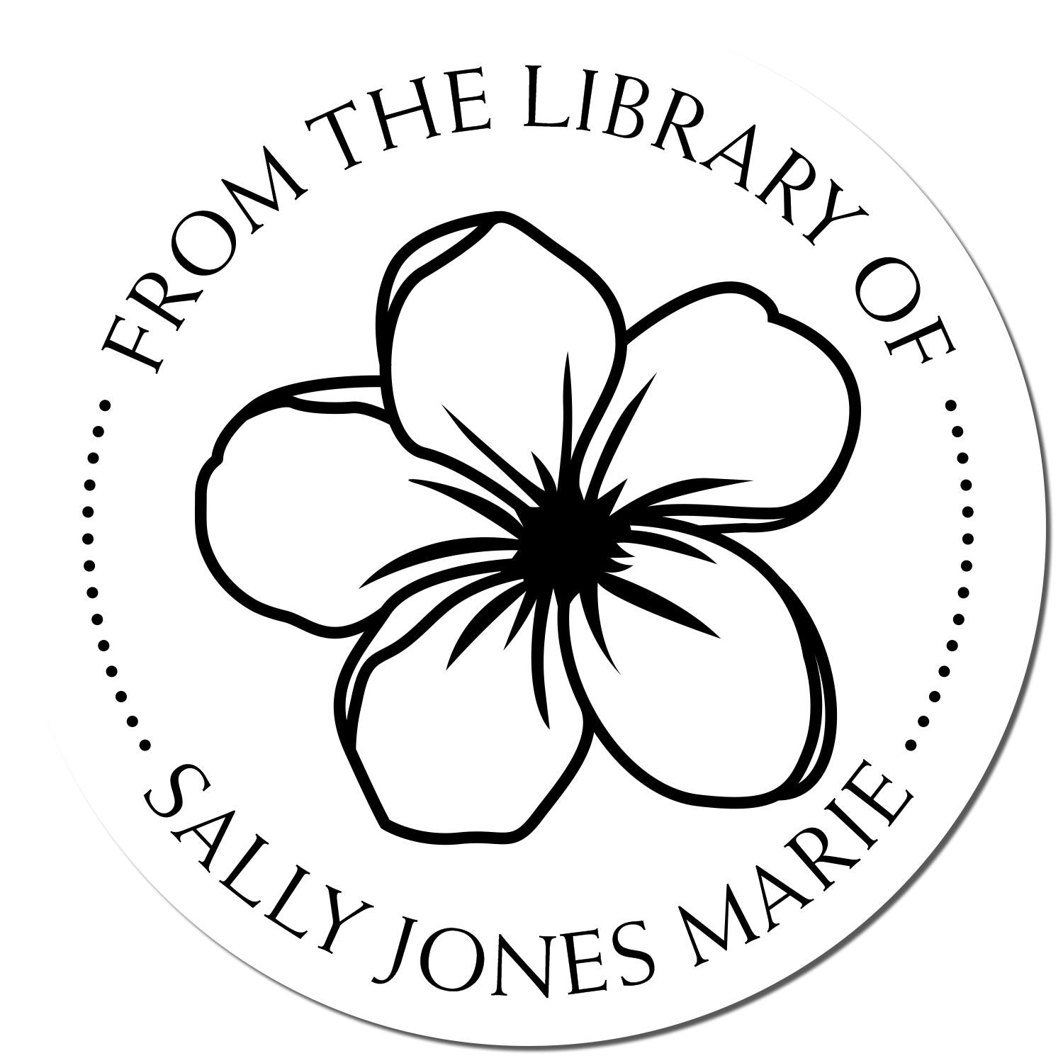 Wood Handle Charming Blooms Custom Personal Library Stamp - Engineer Seal Stamps