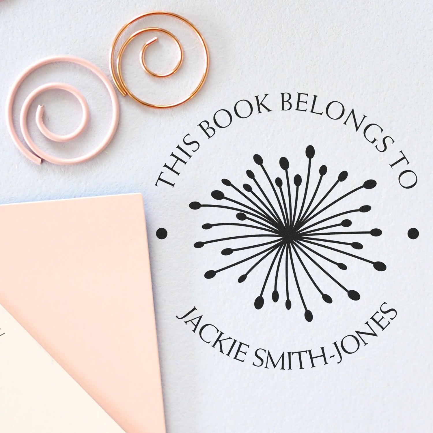 Pre-Inked Radiant Stems Customized Book Name Stamp - Engineer Seal Stamps