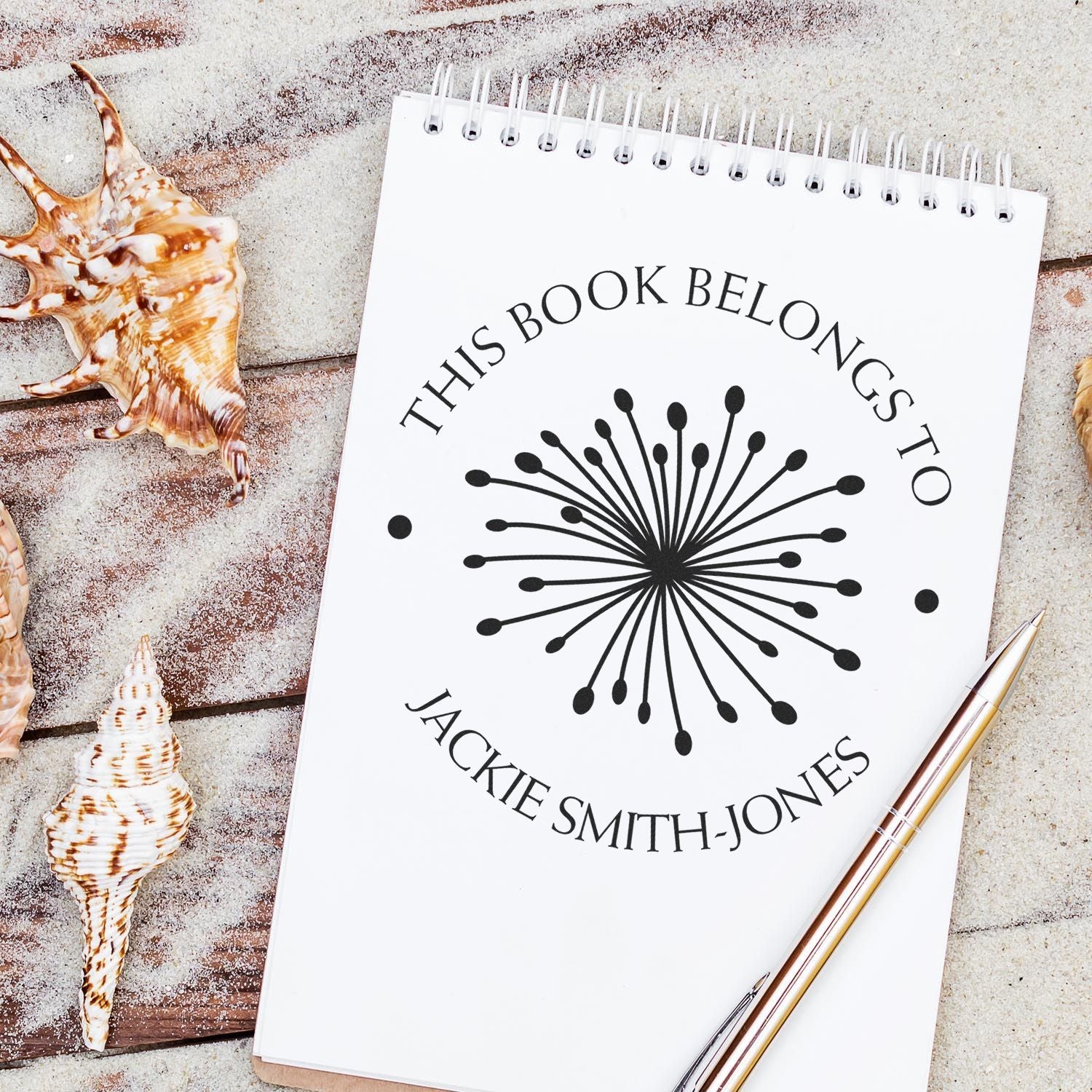 PSI Pre-Inked Radiant Stems Custom Made Bibliophile Stamp - Engineer Seal Stamps