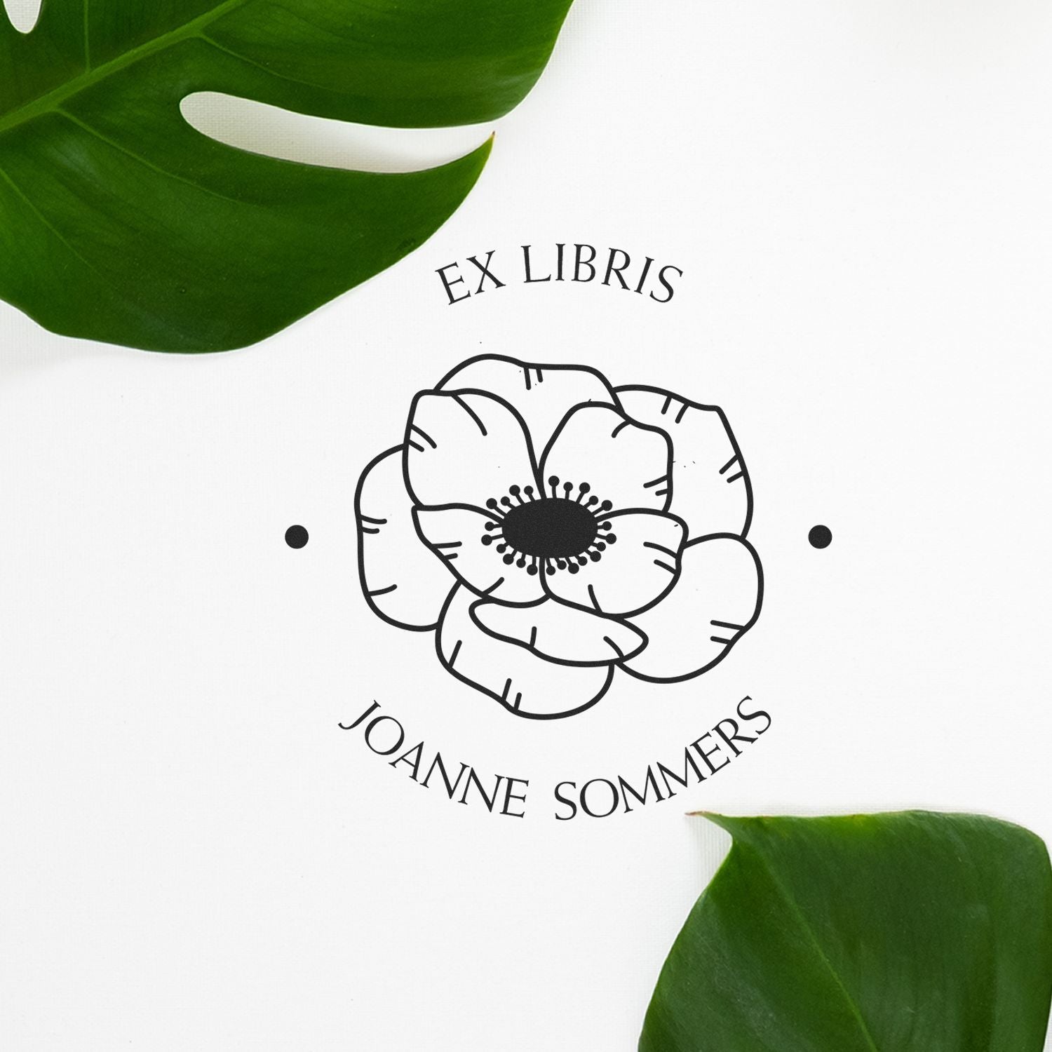 Pre-Inked Dainty Flowers Customized Book Ownership Stamp - Engineer Seal Stamps