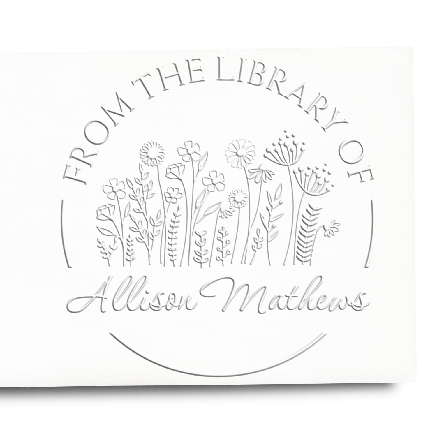 Soft Exquisite Wild Flowers Custom Book Lover Embossed Stamp