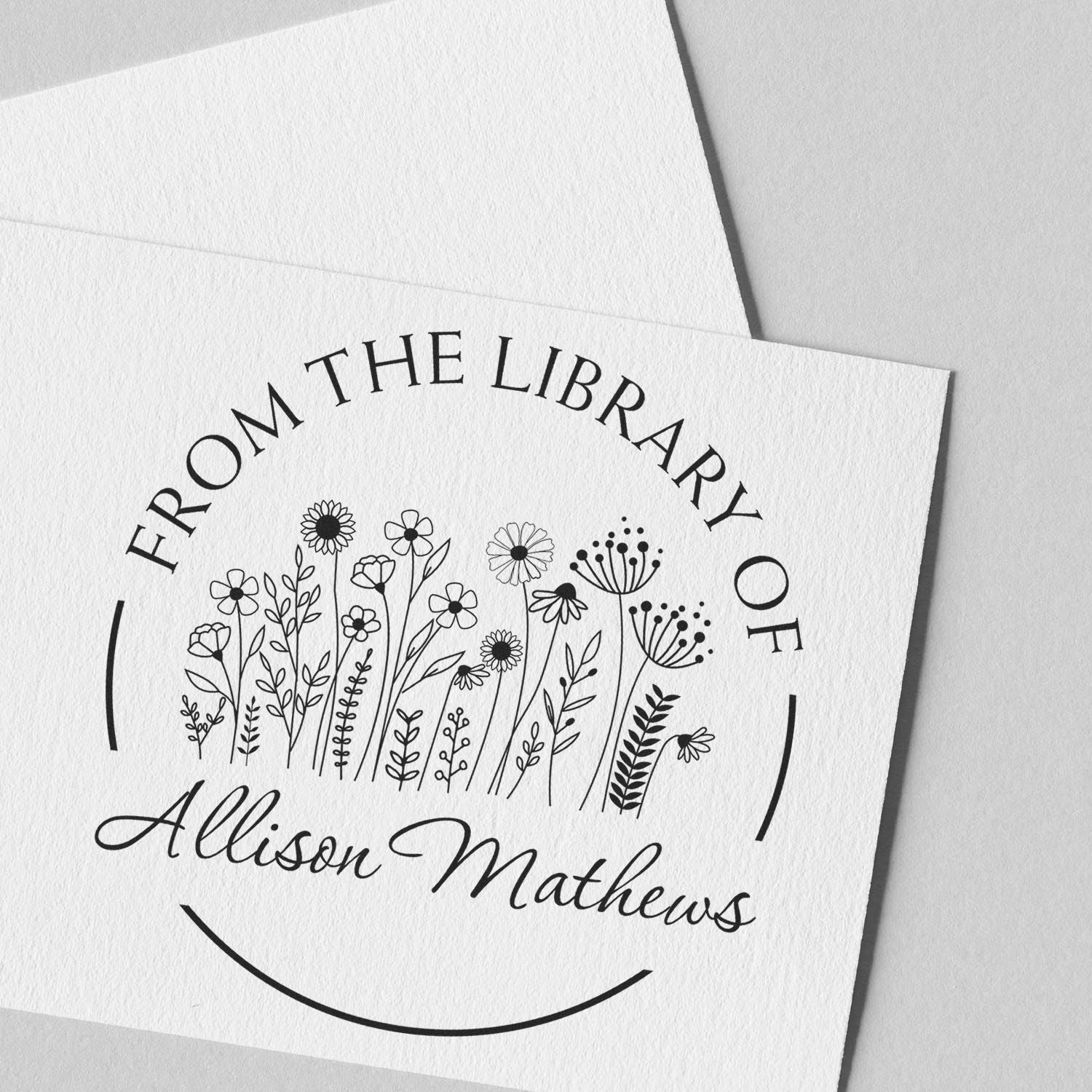 Pre-Inked Exquisite Wild Flowers Customized Book Ownership Label Stamp - Engineer Seal Stamps
