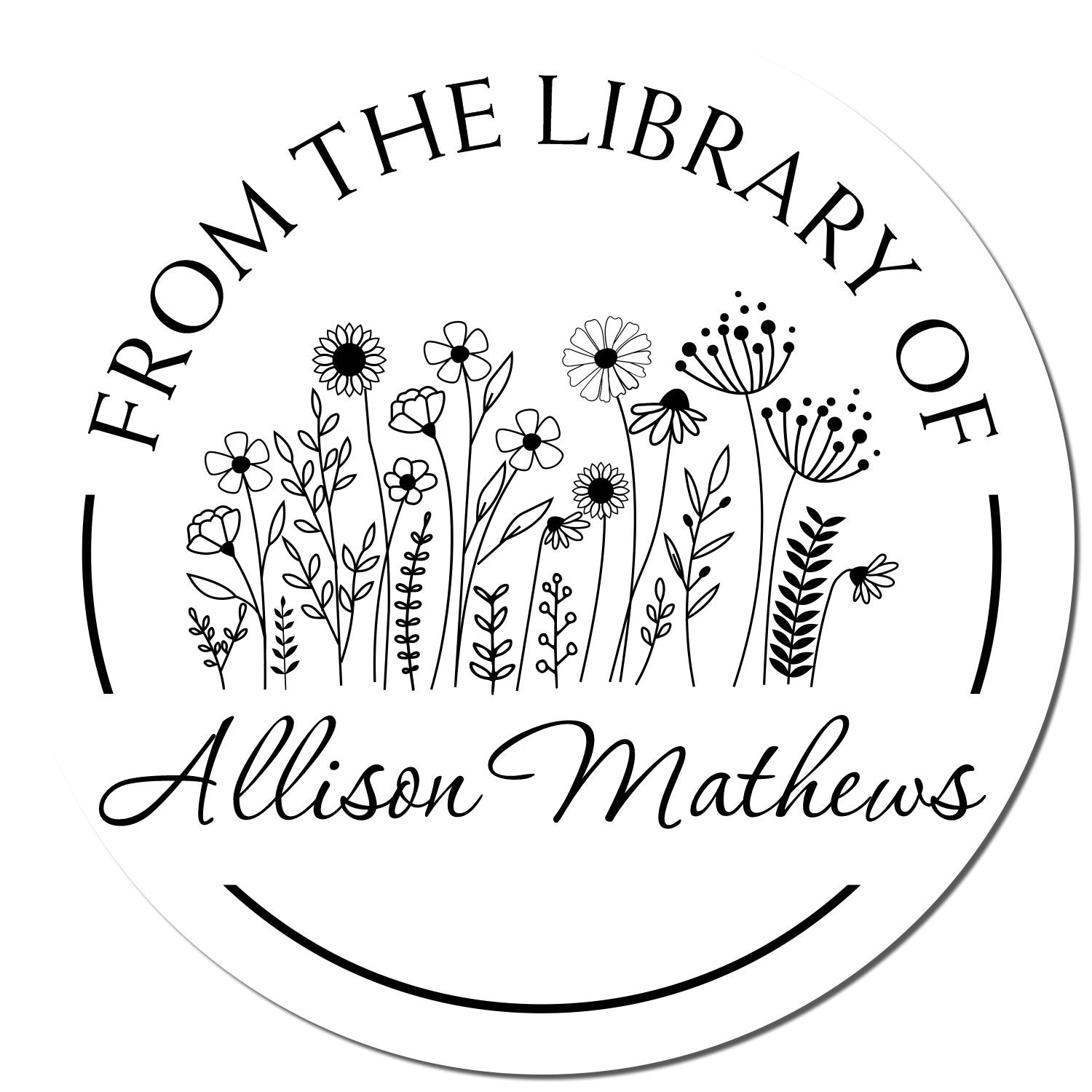 Pre-Inked Exquisite Wild Flowers Customized Book Ownership Label Stamp - Engineer Seal Stamps