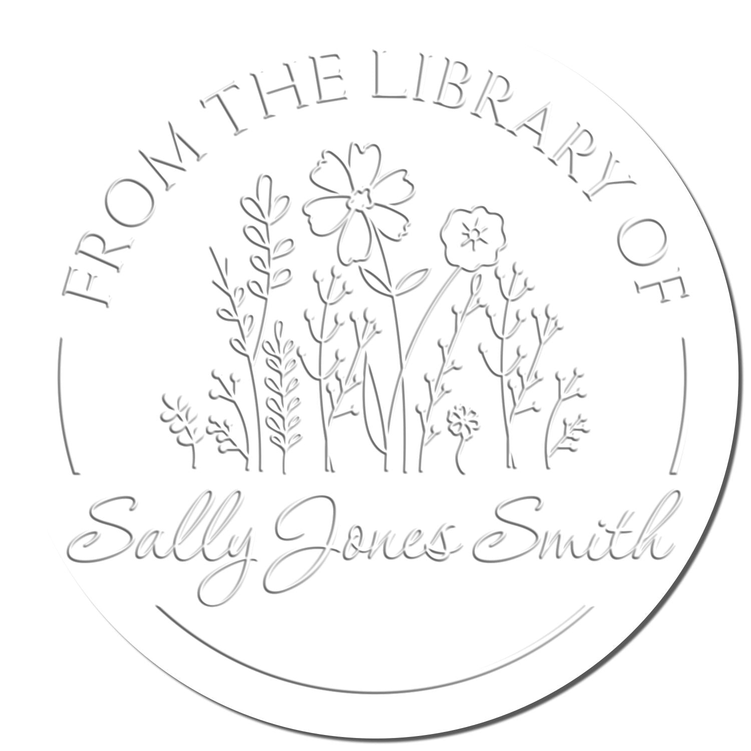 Soft Lush Wild Flowers Custom Book Lover Embosser - Engineer Seal Stamps
