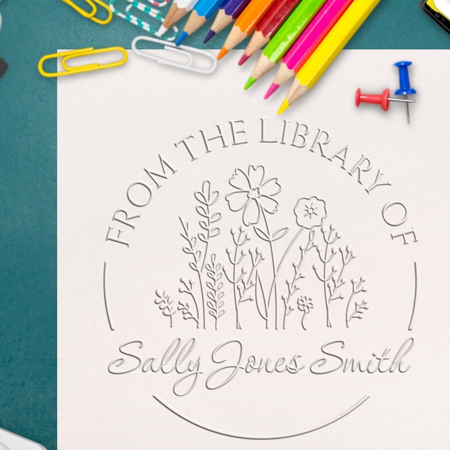 Soft Lush Wild Flowers Custom Book Lover Embosser