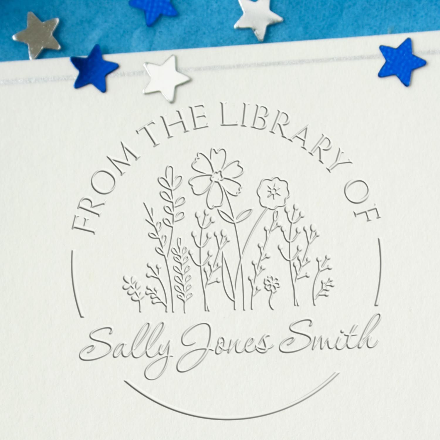 Desk Lush Wild Flowers Custom Name Inscription Embosser - Engineer Seal Stamps