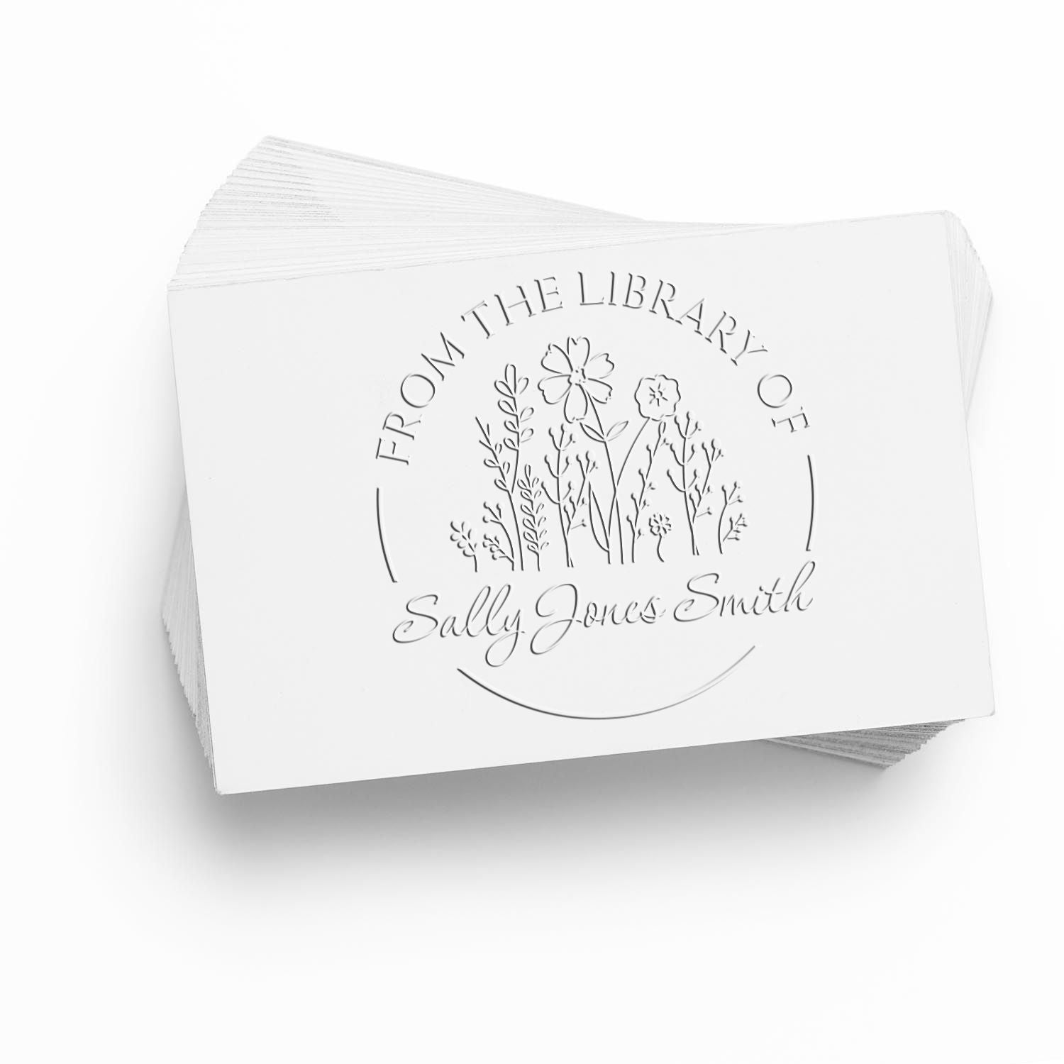 Soft Lush Wild Flowers Custom Book Lover Embosser - Engineer Seal Stamps