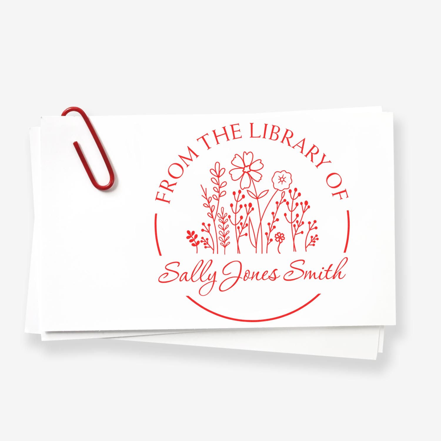 Wood Handle Lush Wild Flowers Personalized Read It Love It Stamp - Engineer Seal Stamps