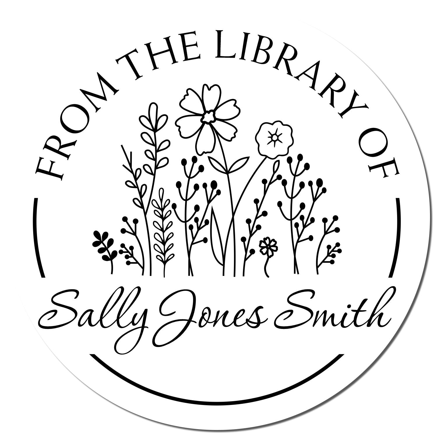 Wood Handle Lush Wild Flowers Personalized Read It Love It Stamp - Engineer Seal Stamps