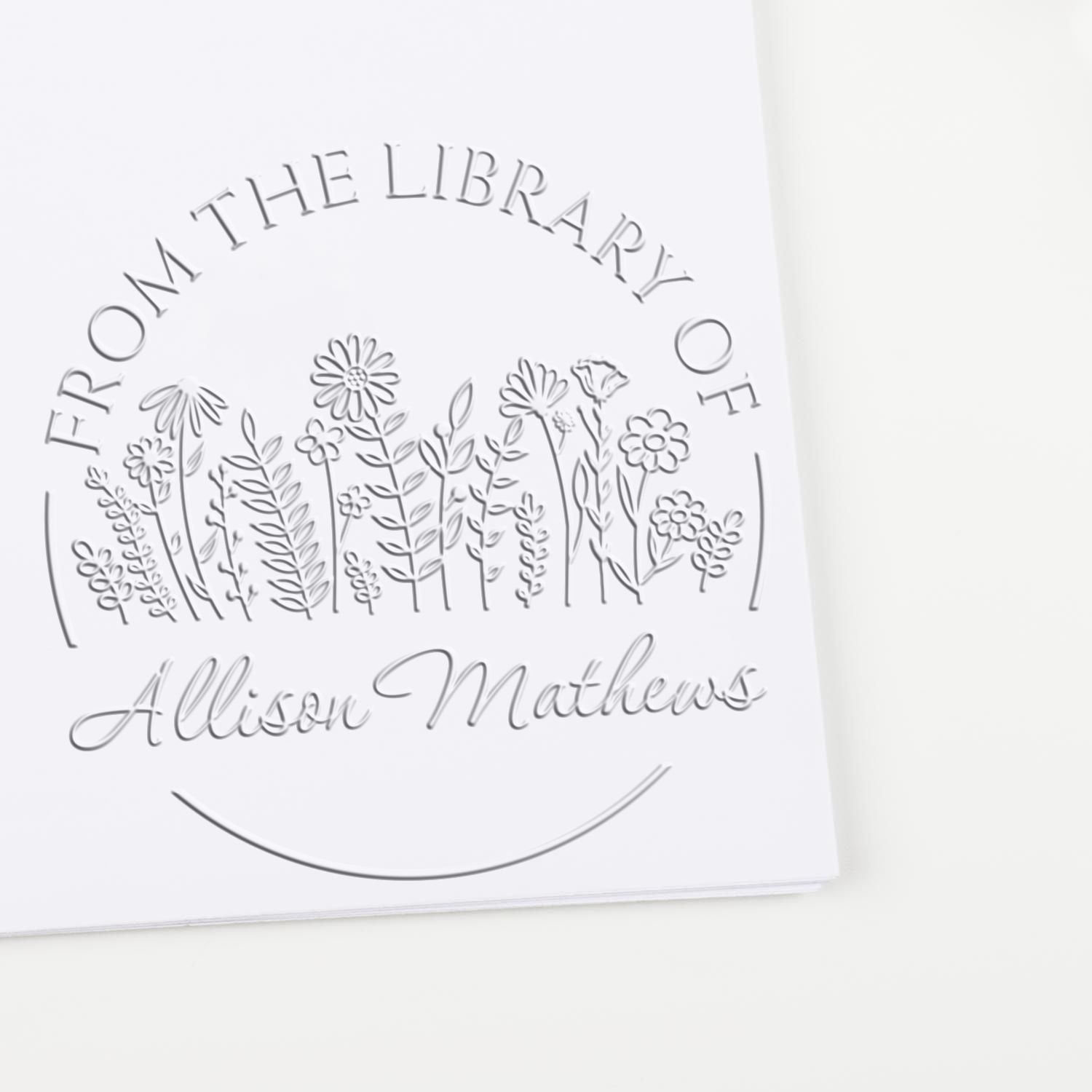 Soft Alluring Bouquets Custom Book Lover Embossing Seal