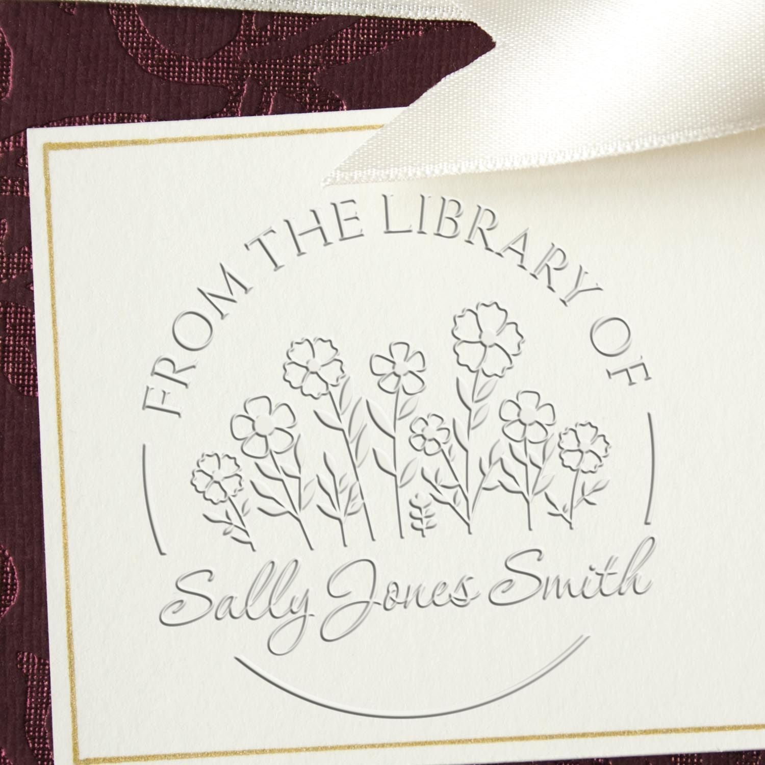 Soft Elegant Petals Custom Book Lover Embossing Stamp
