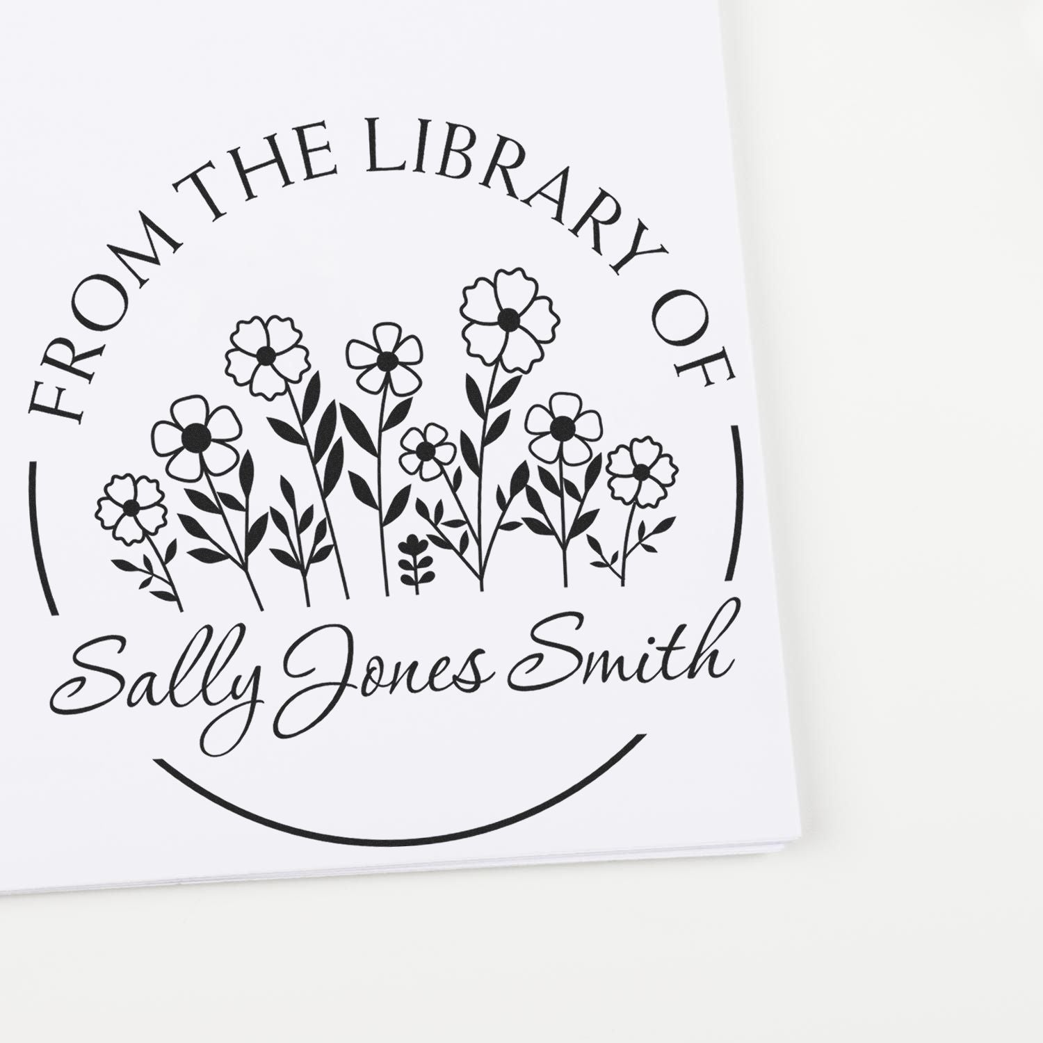 PSI Pre-Inked Elegant Petals Custom Made Book Name Stamp - Engineer Seal Stamps