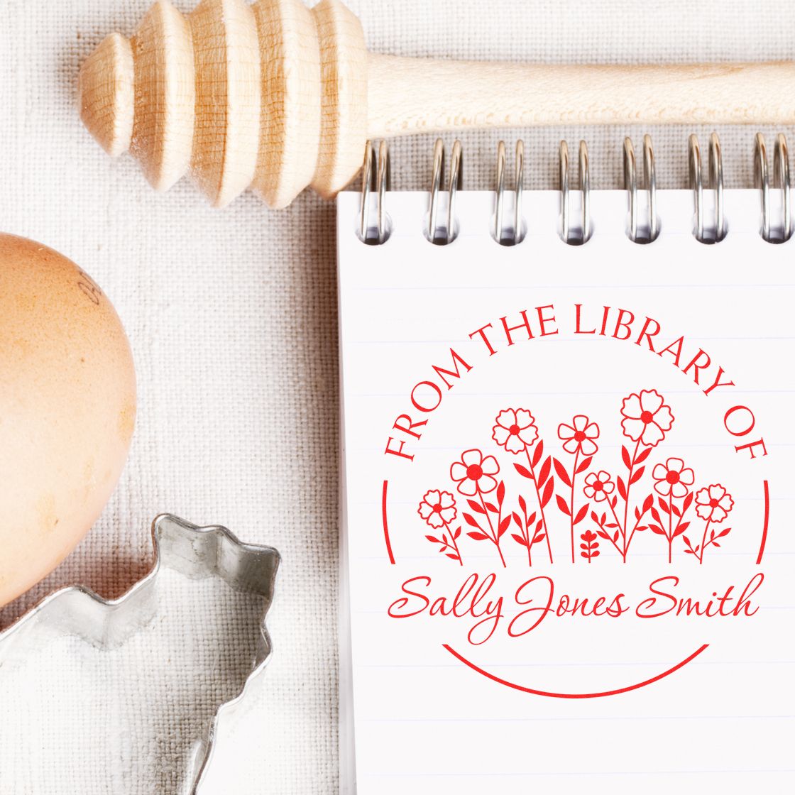 Pre-Inked Elegant Petals Customized Bookworm Stamp - Engineer Seal Stamps