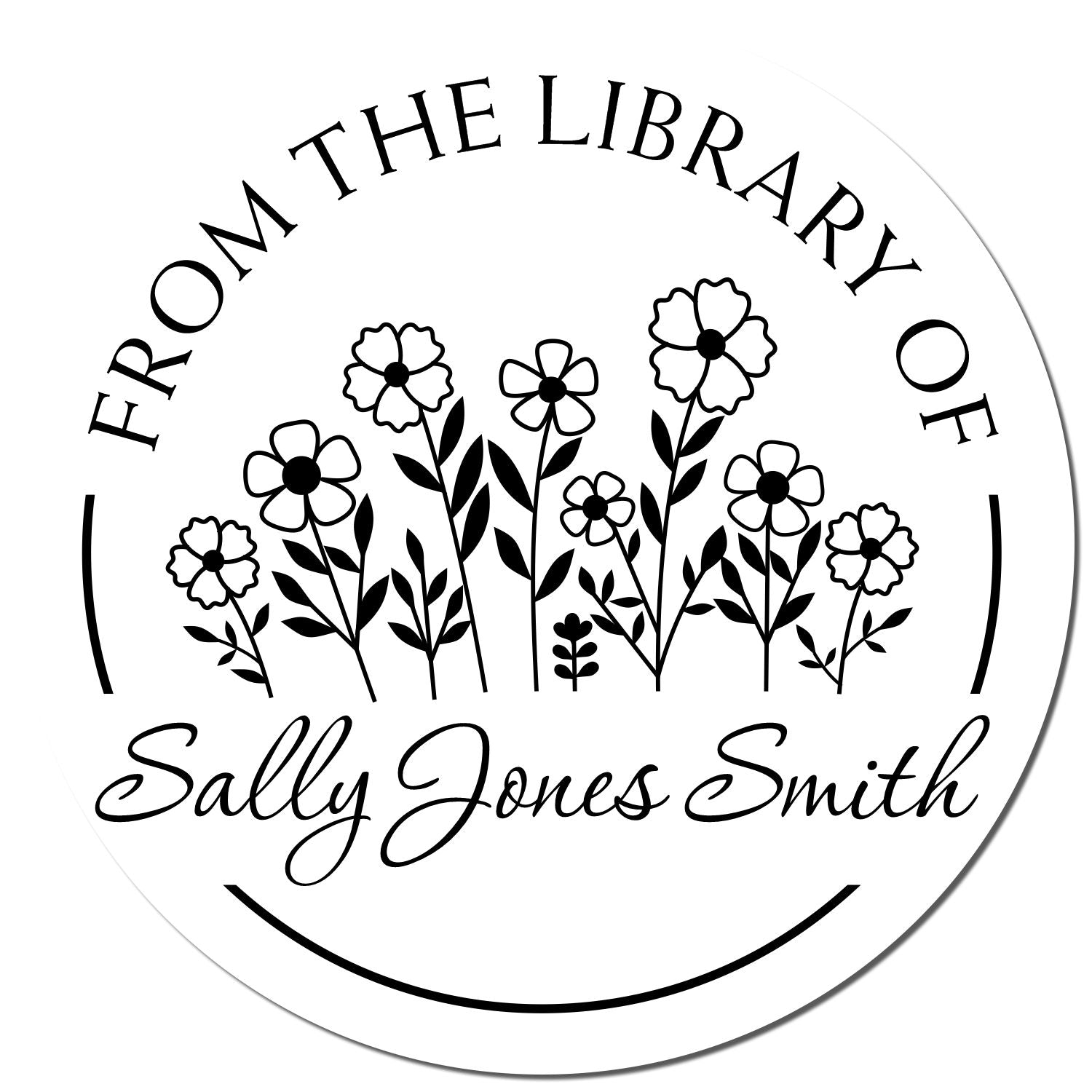 Pre-Inked Elegant Petals Customized Bookworm Stamp - Engineer Seal Stamps